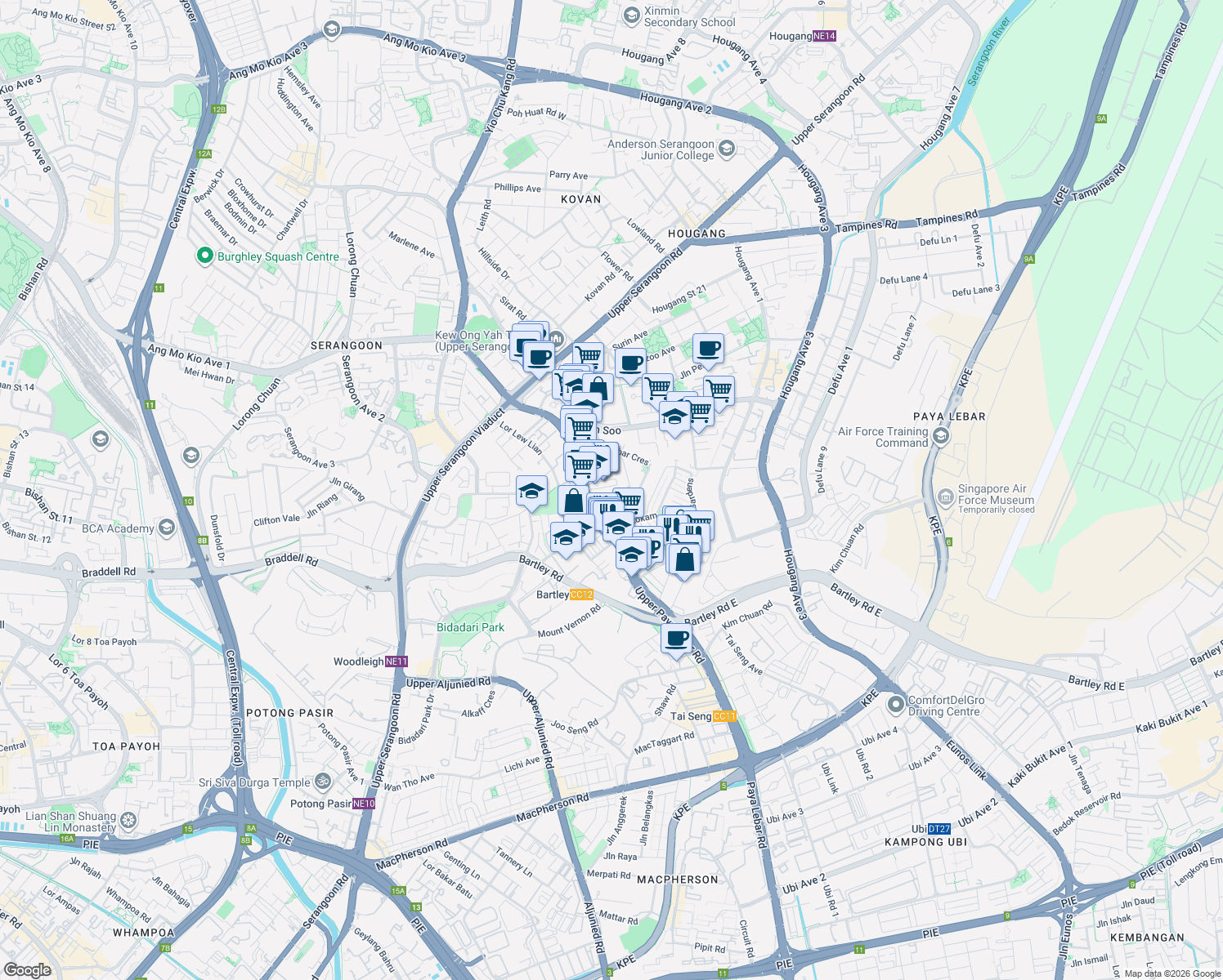 map of restaurants, bars, coffee shops, grocery stores, and more near in Singapore