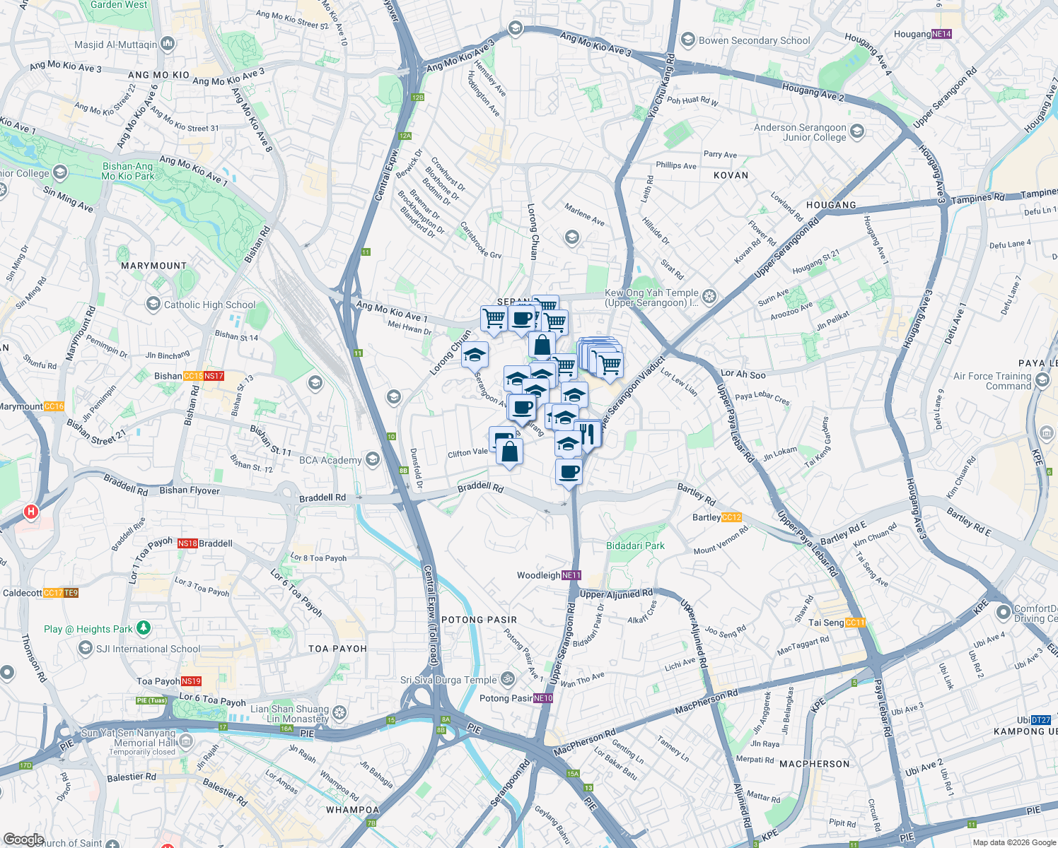 map of restaurants, bars, coffee shops, grocery stores, and more near in Singapore