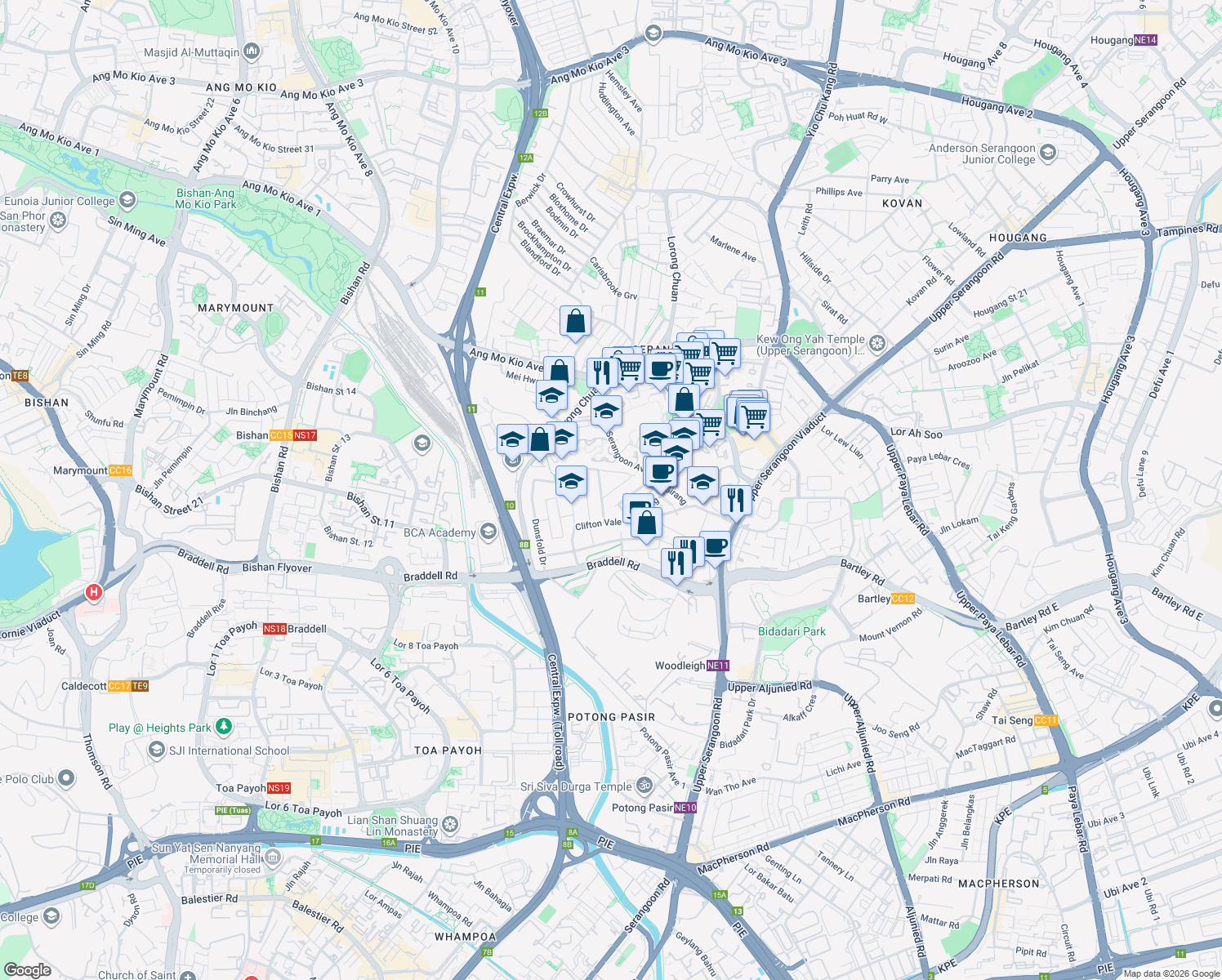 map of restaurants, bars, coffee shops, grocery stores, and more near in Singapore