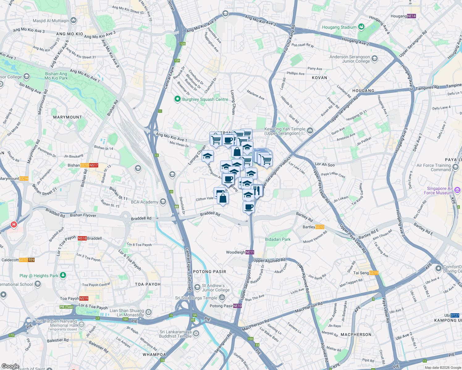 map of restaurants, bars, coffee shops, grocery stores, and more near in Singapore