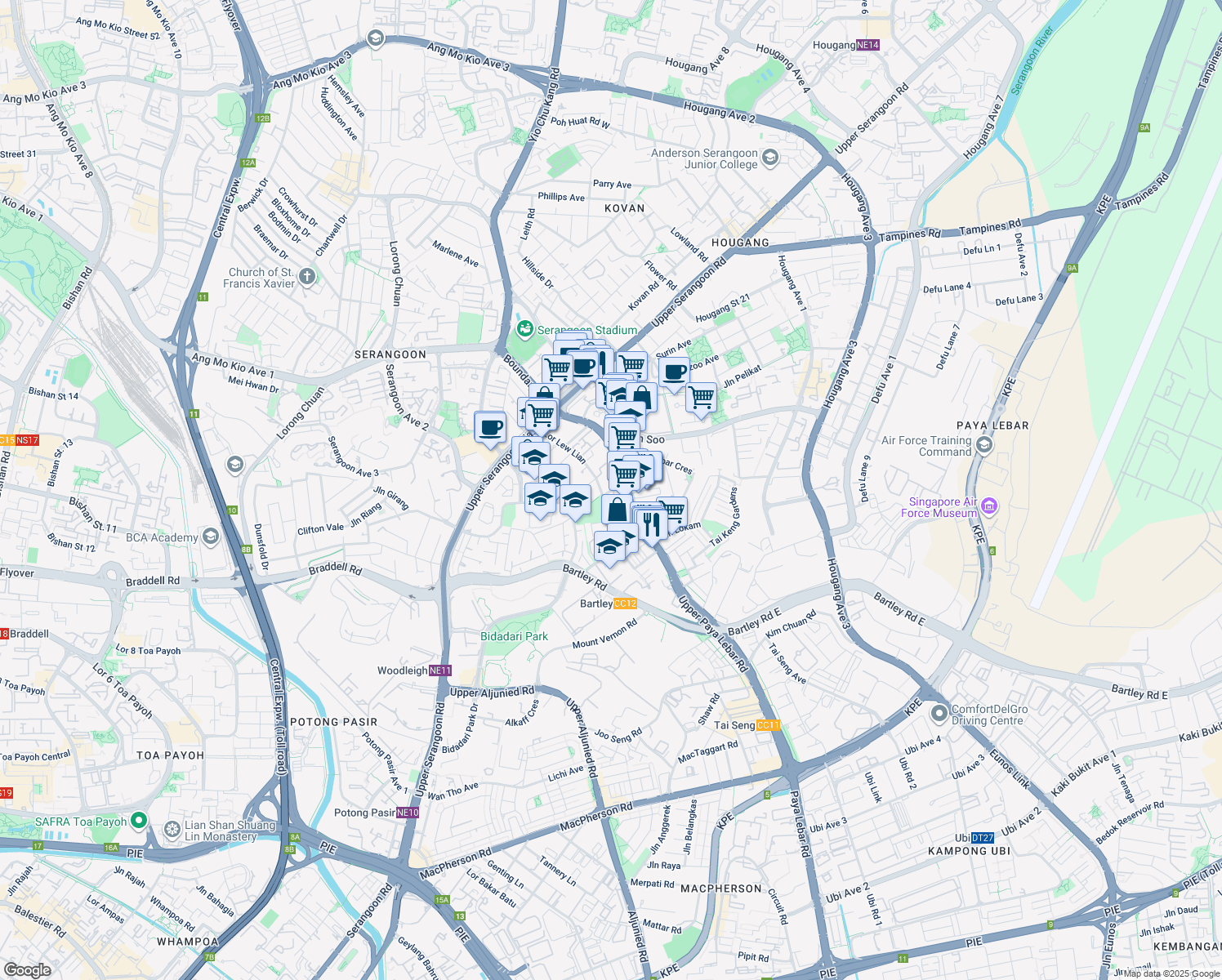 map of restaurants, bars, coffee shops, grocery stores, and more near in Singapore