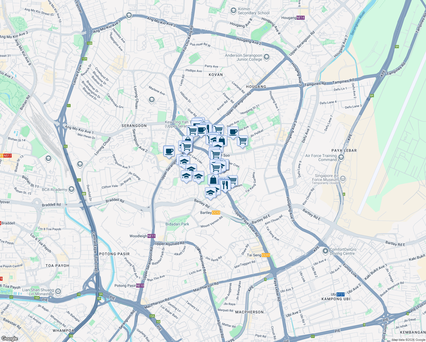 map of restaurants, bars, coffee shops, grocery stores, and more near in Singapore