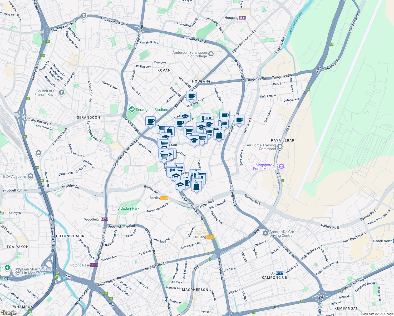 map of restaurants, bars, coffee shops, grocery stores, and more near in Singapore