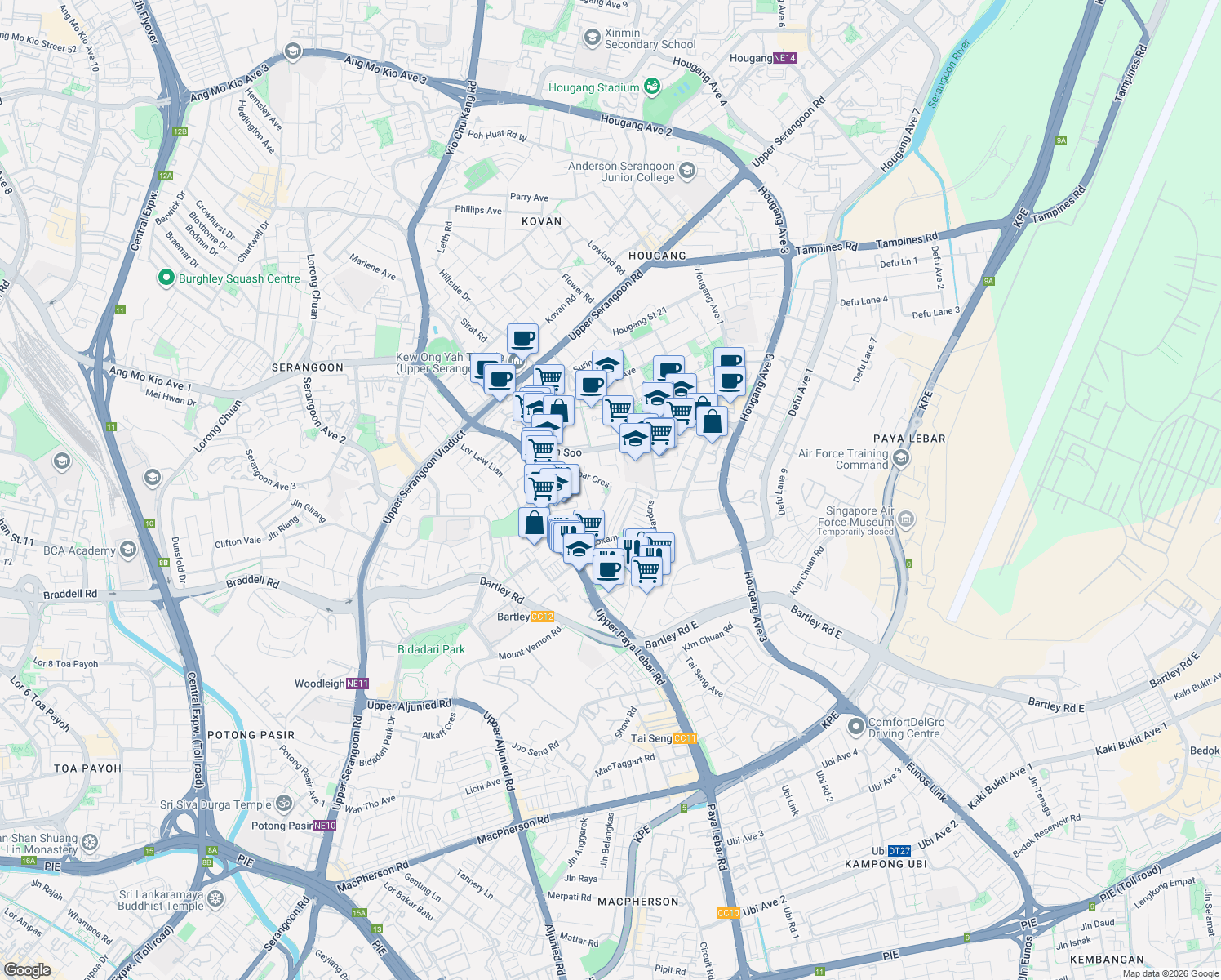 map of restaurants, bars, coffee shops, grocery stores, and more near in Singapore