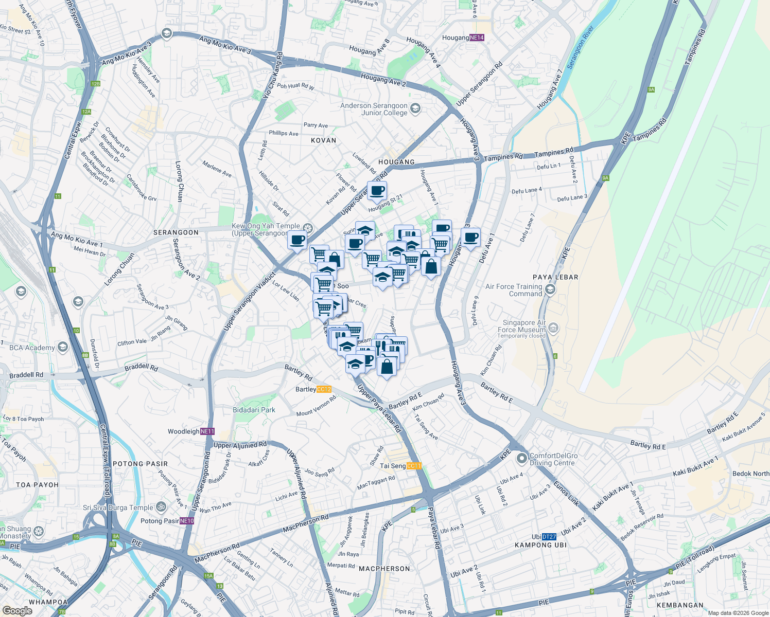 map of restaurants, bars, coffee shops, grocery stores, and more near in Singapore