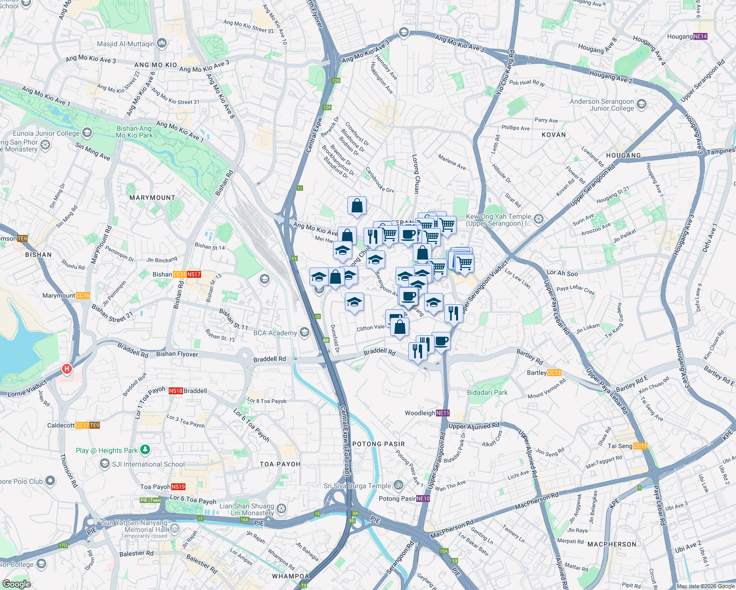 map of restaurants, bars, coffee shops, grocery stores, and more near in Singapore
