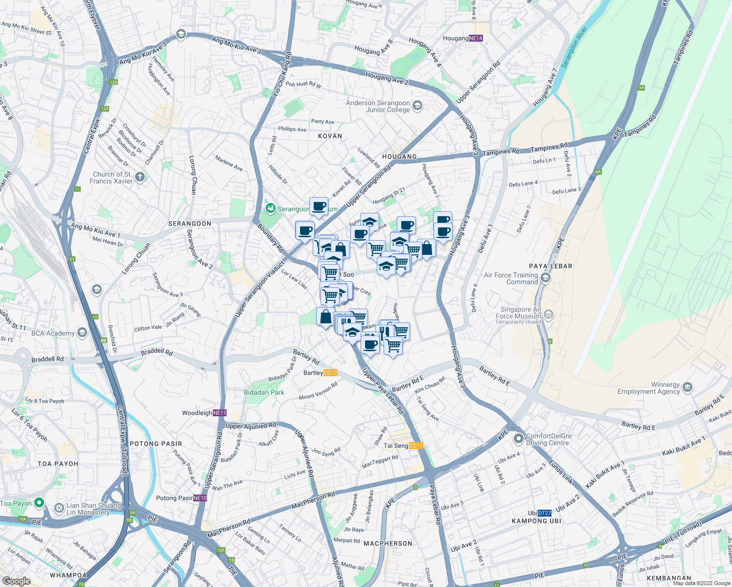map of restaurants, bars, coffee shops, grocery stores, and more near in Singapore