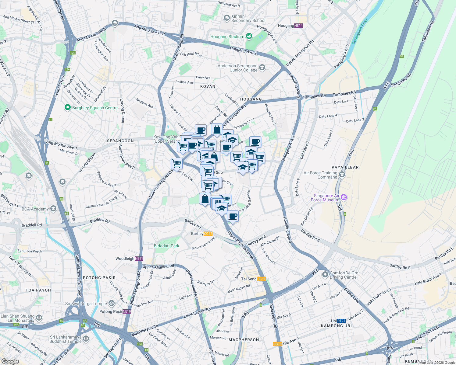 map of restaurants, bars, coffee shops, grocery stores, and more near in Singapore