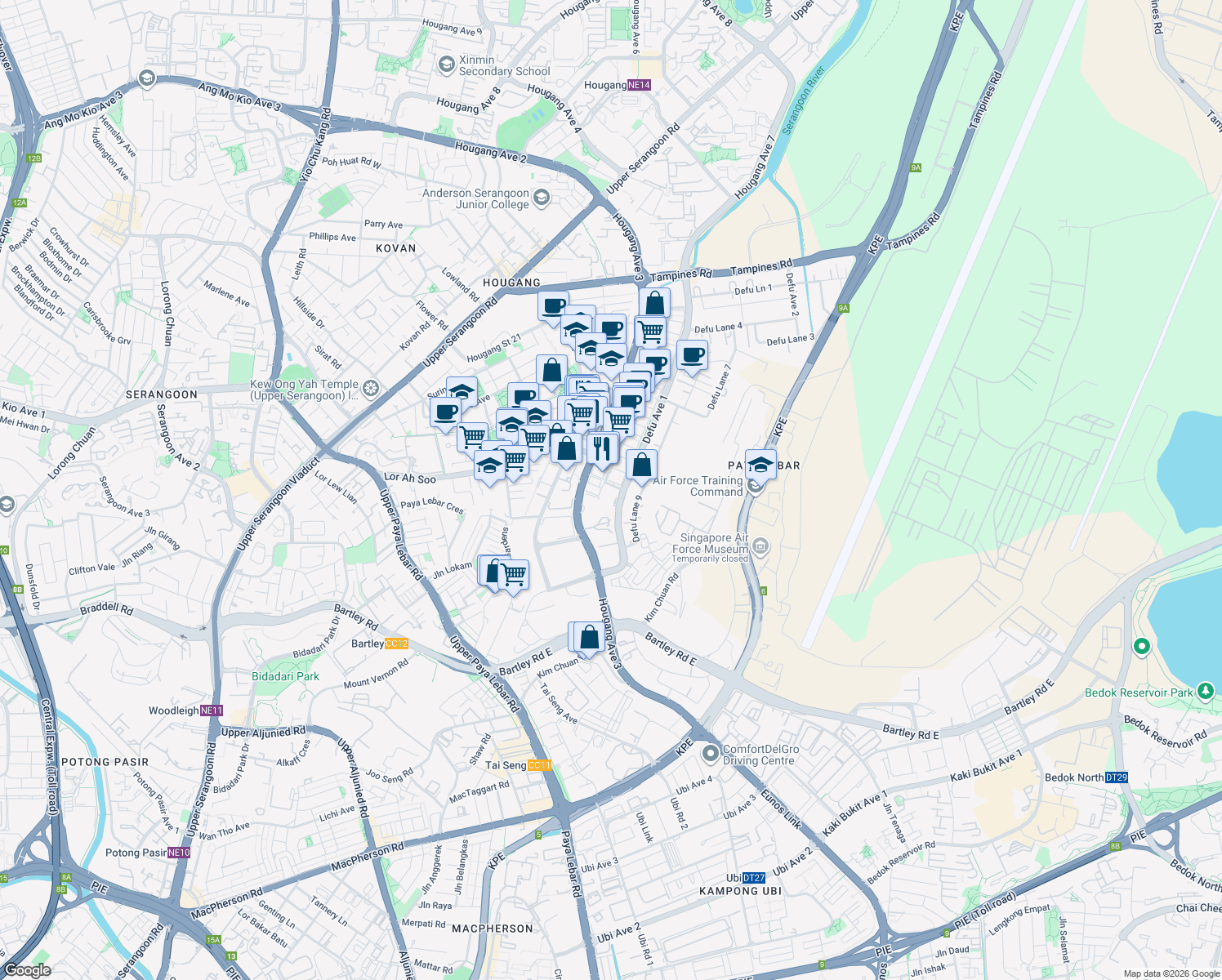 map of restaurants, bars, coffee shops, grocery stores, and more near in Singapore