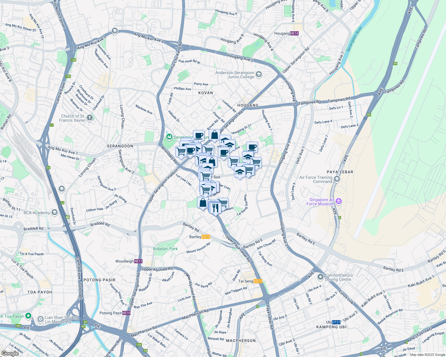 map of restaurants, bars, coffee shops, grocery stores, and more near in Singapore