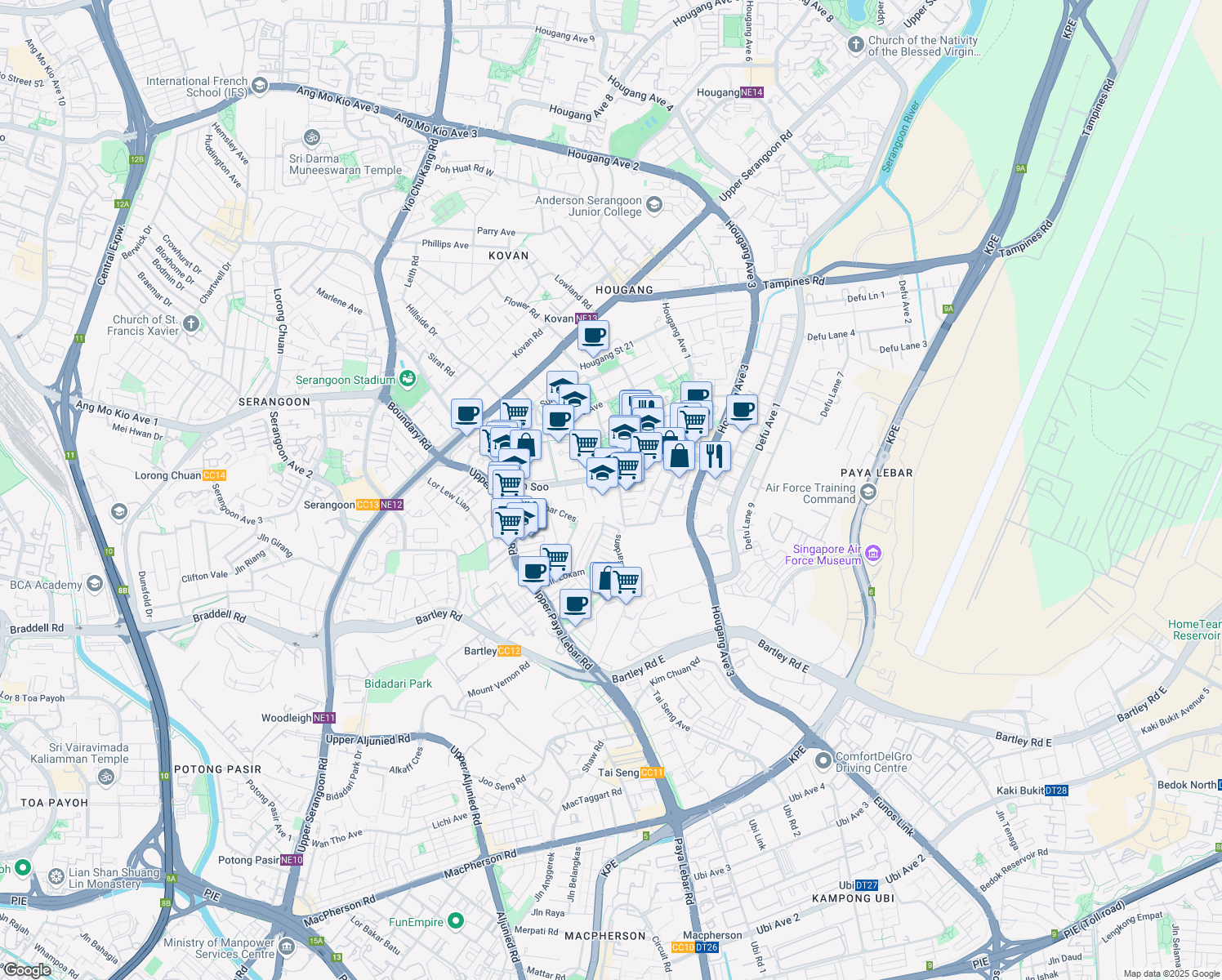 map of restaurants, bars, coffee shops, grocery stores, and more near in Singapore
