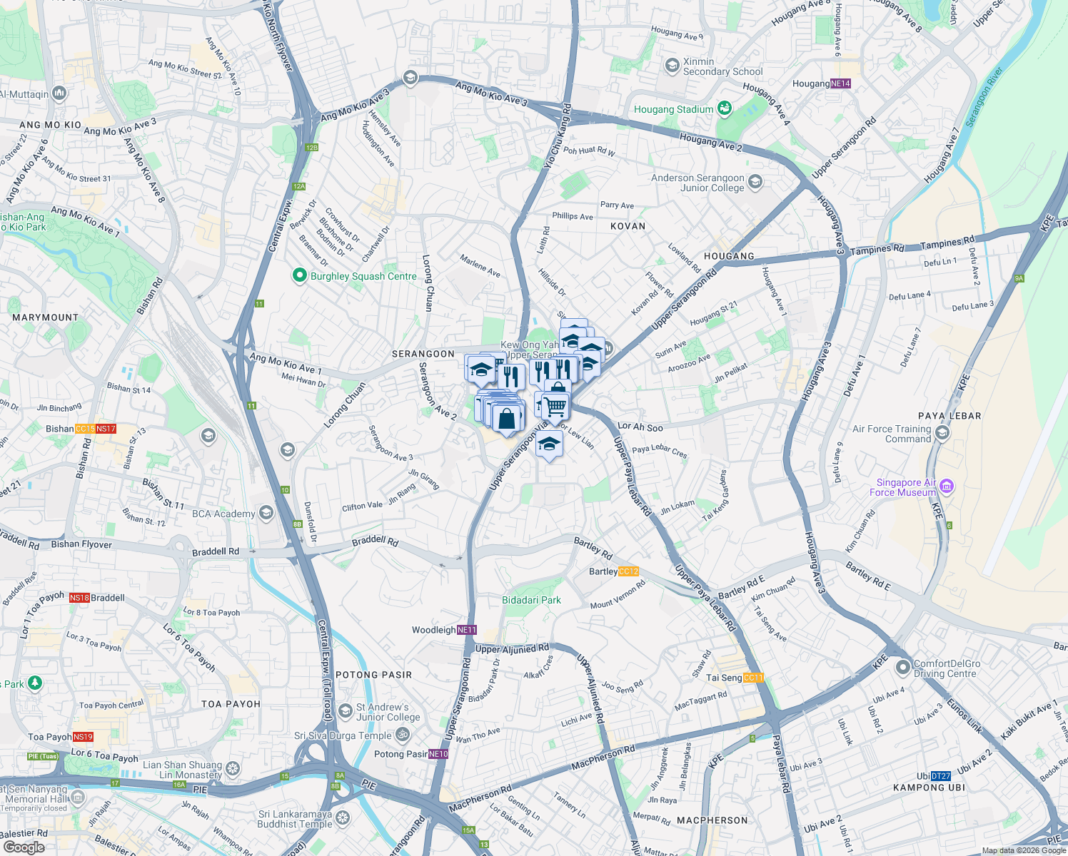map of restaurants, bars, coffee shops, grocery stores, and more near in Singapore