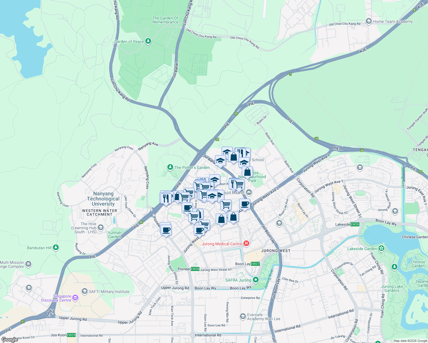map of restaurants, bars, coffee shops, grocery stores, and more near in Singapore