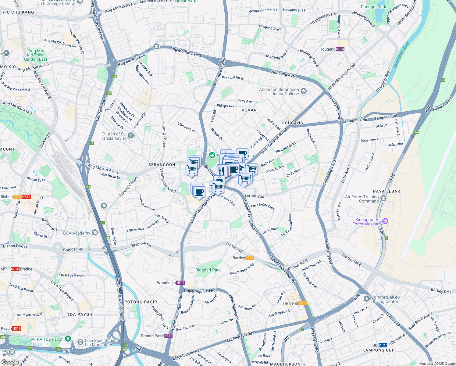 map of restaurants, bars, coffee shops, grocery stores, and more near in Singapore