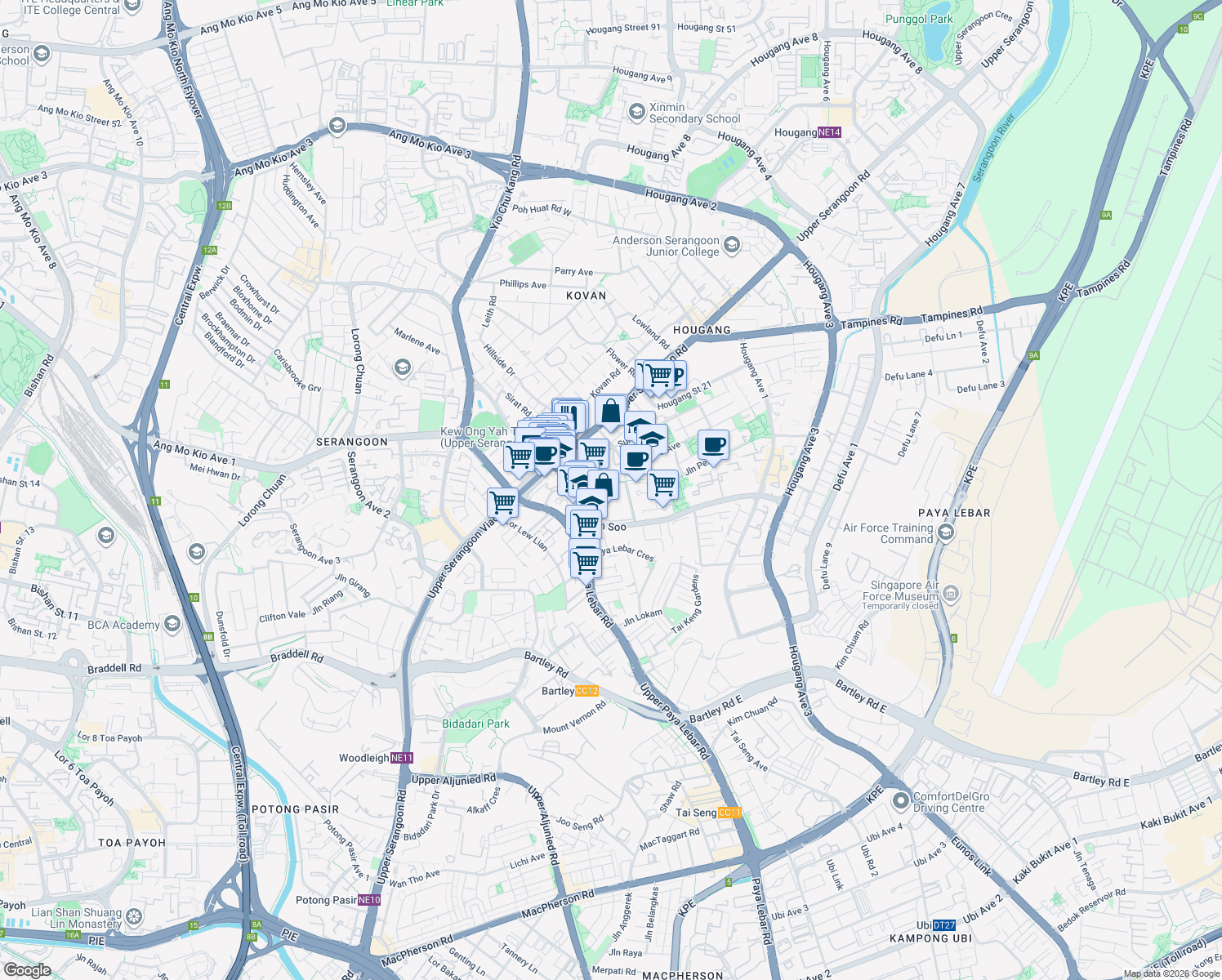 map of restaurants, bars, coffee shops, grocery stores, and more near in Singapore