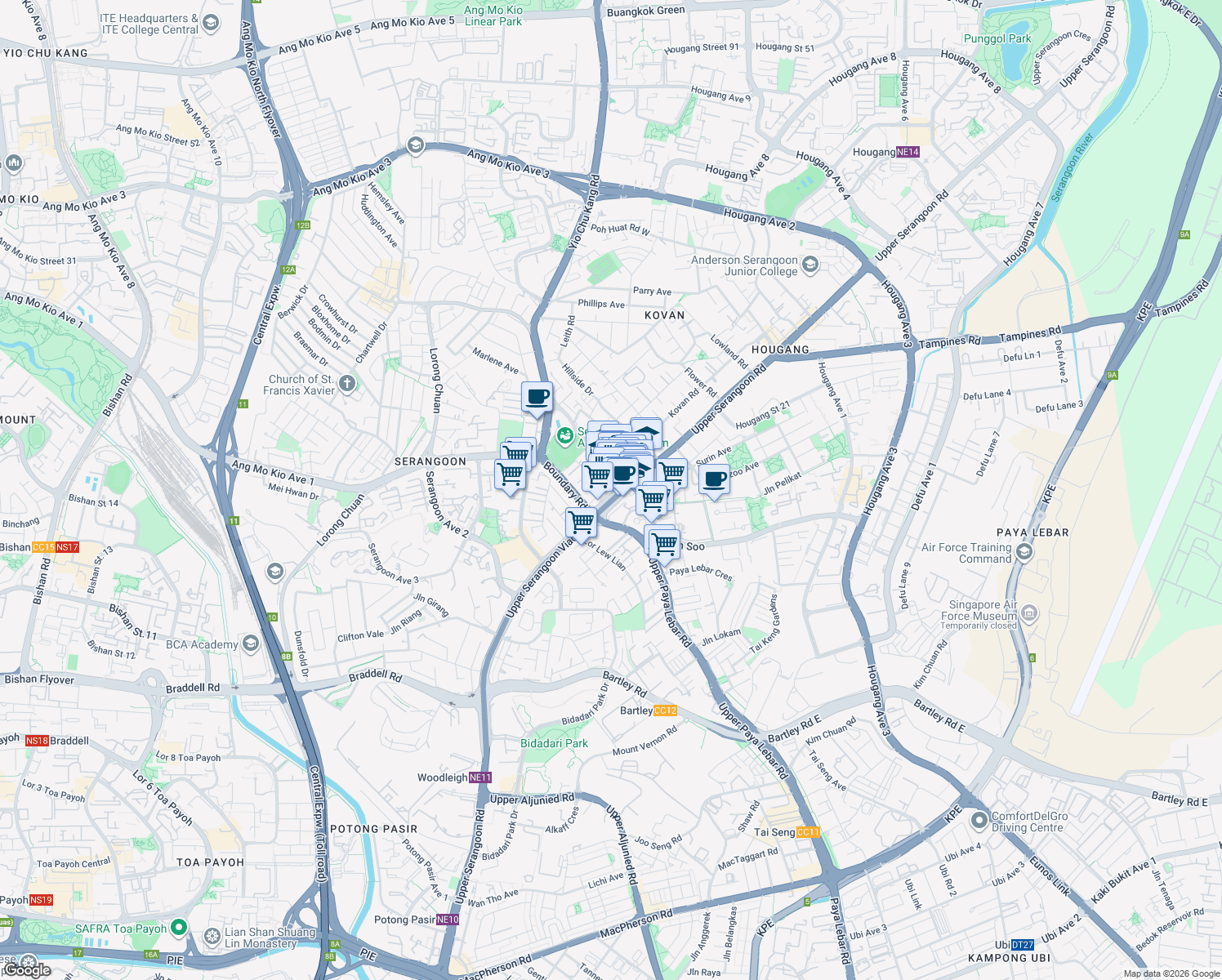 map of restaurants, bars, coffee shops, grocery stores, and more near in Singapore
