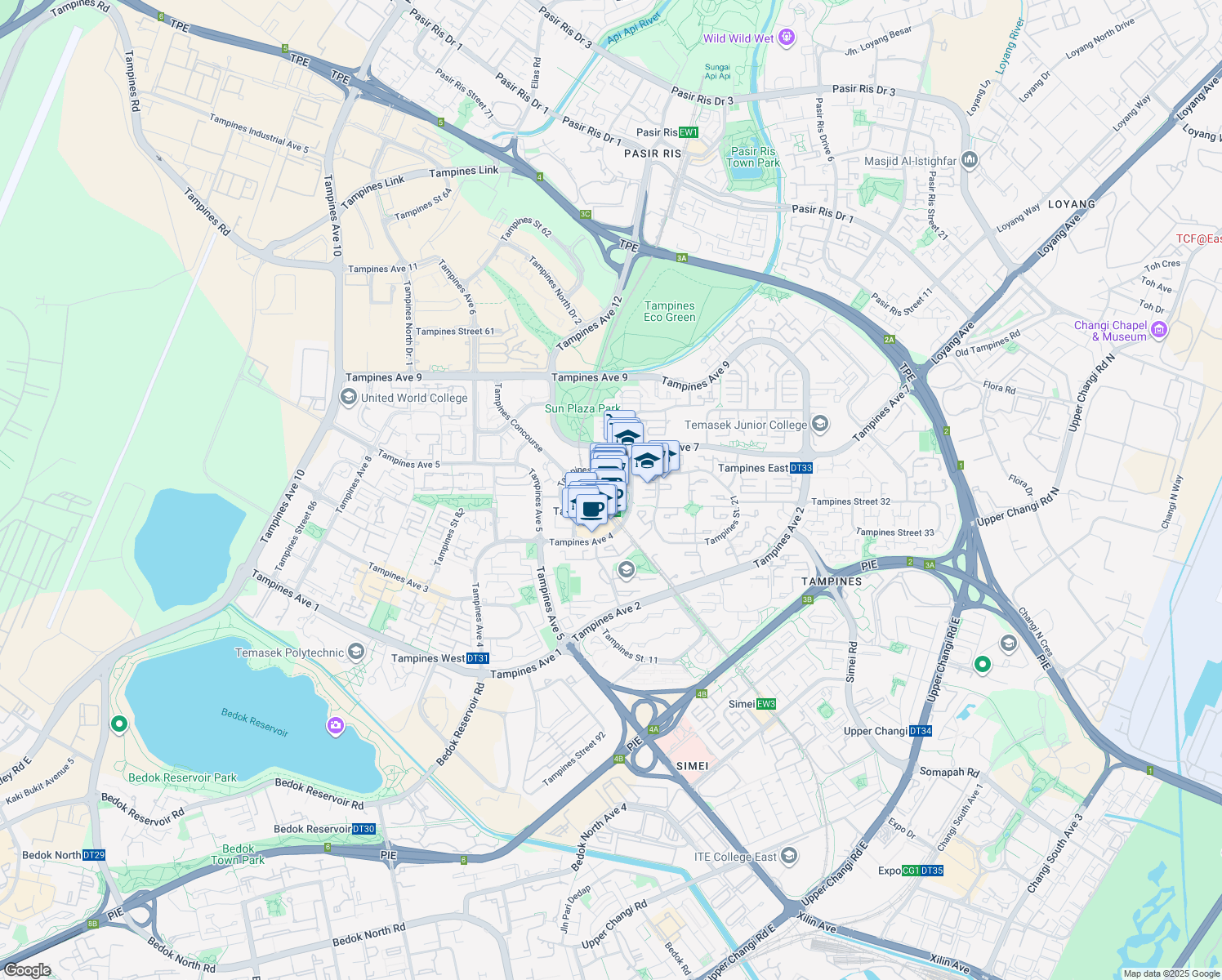 map of restaurants, bars, coffee shops, grocery stores, and more near in Singapore