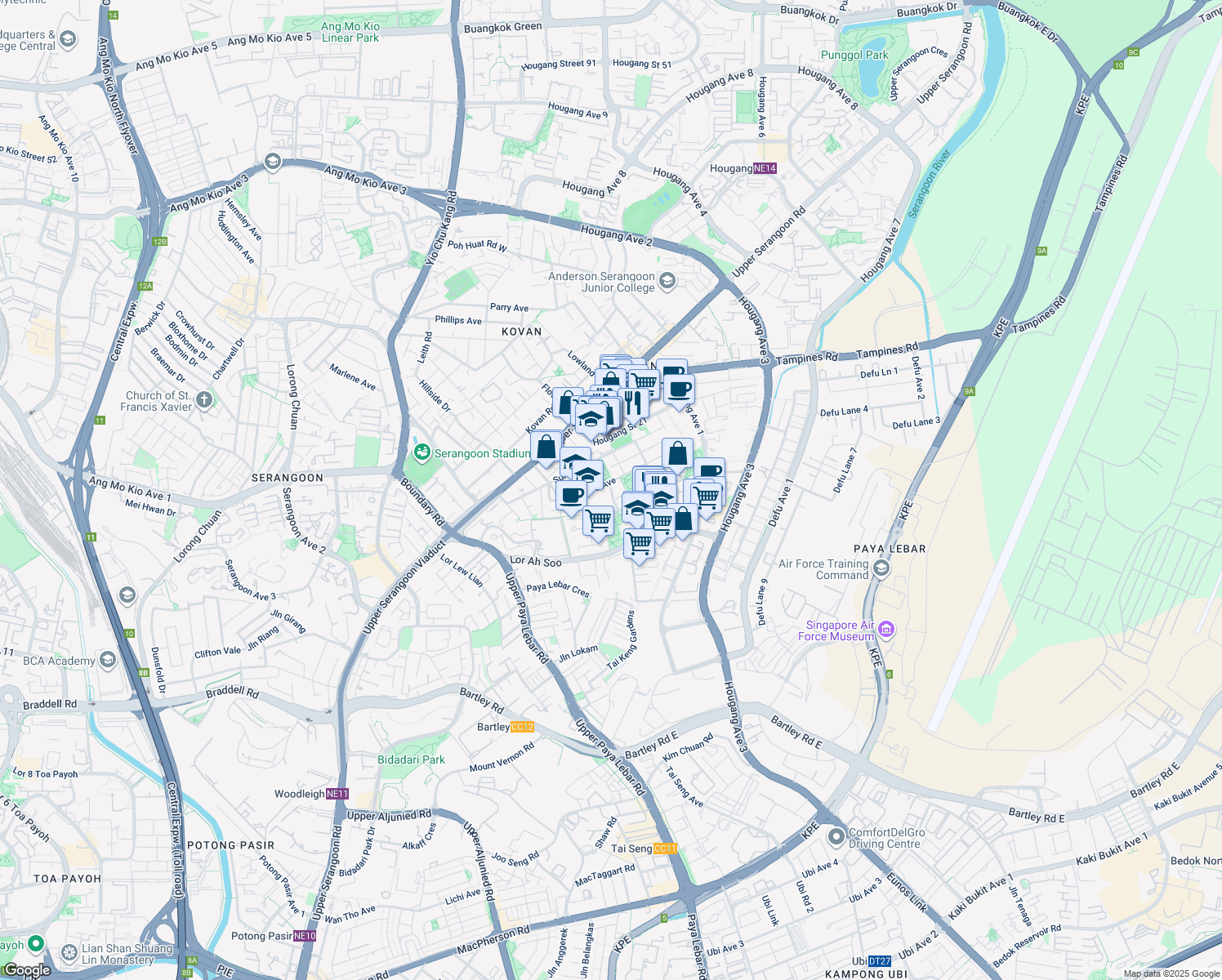 map of restaurants, bars, coffee shops, grocery stores, and more near in Singapore