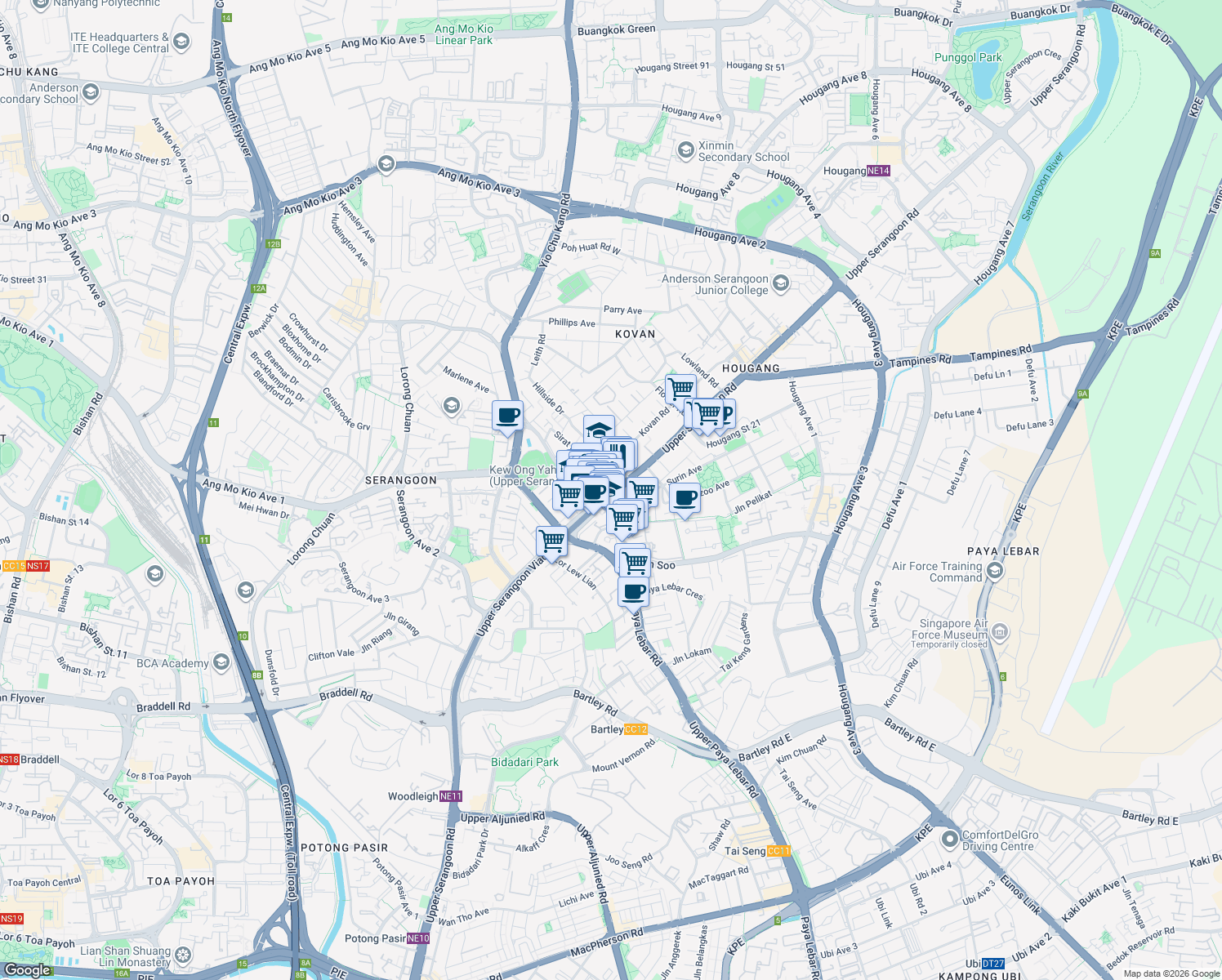 map of restaurants, bars, coffee shops, grocery stores, and more near in Singapore