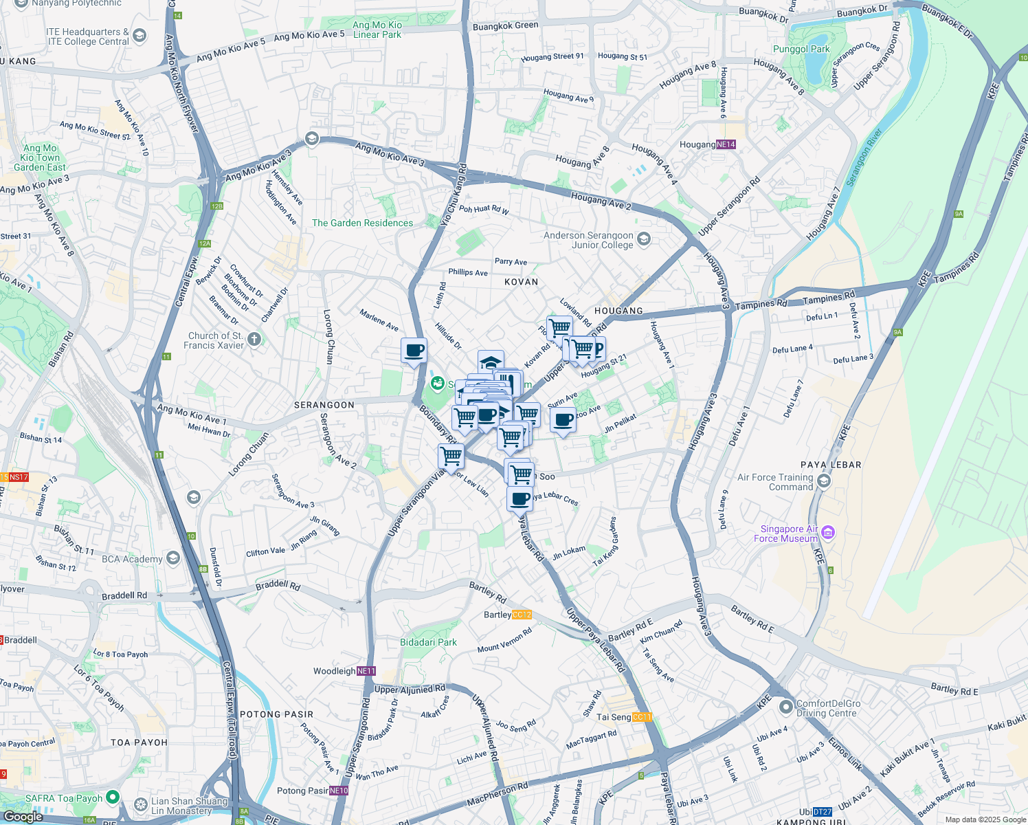 map of restaurants, bars, coffee shops, grocery stores, and more near in Singapore