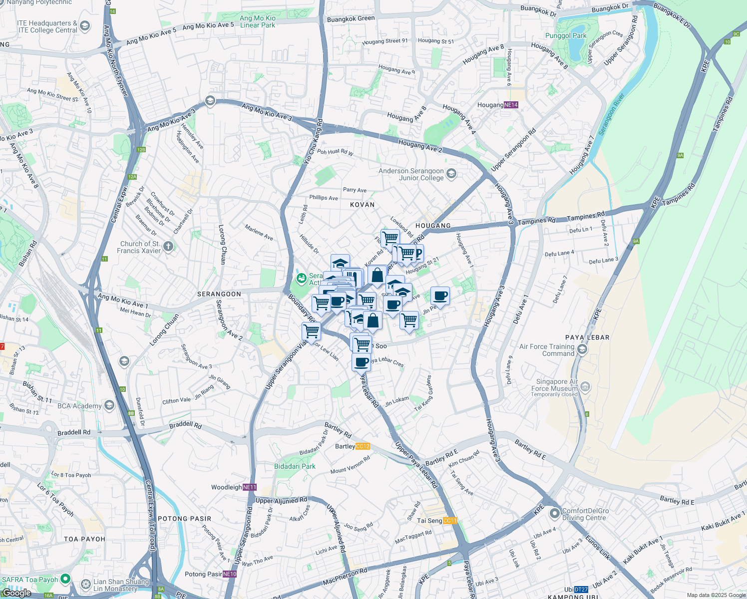 map of restaurants, bars, coffee shops, grocery stores, and more near in Singapore