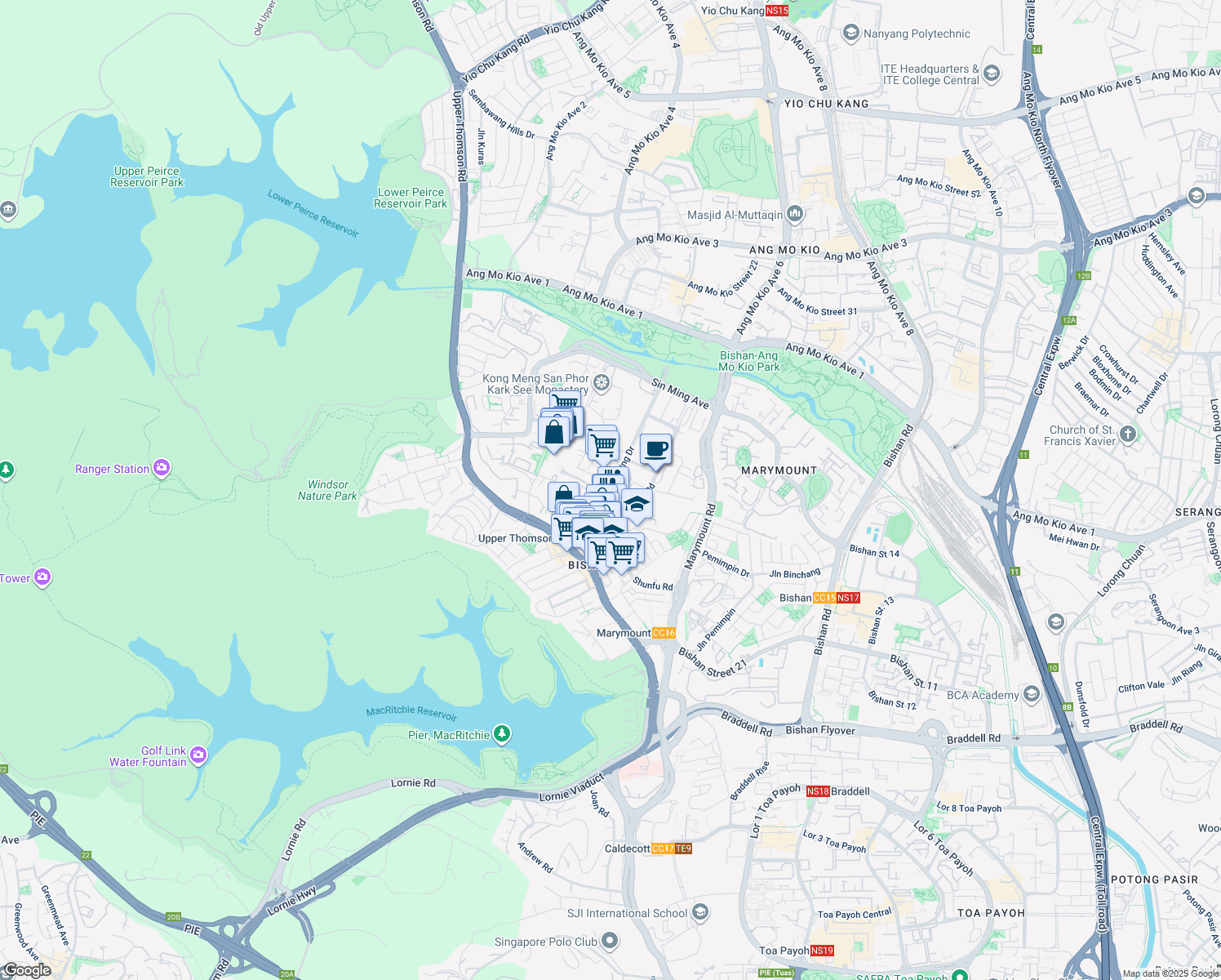 map of restaurants, bars, coffee shops, grocery stores, and more near in Singapore