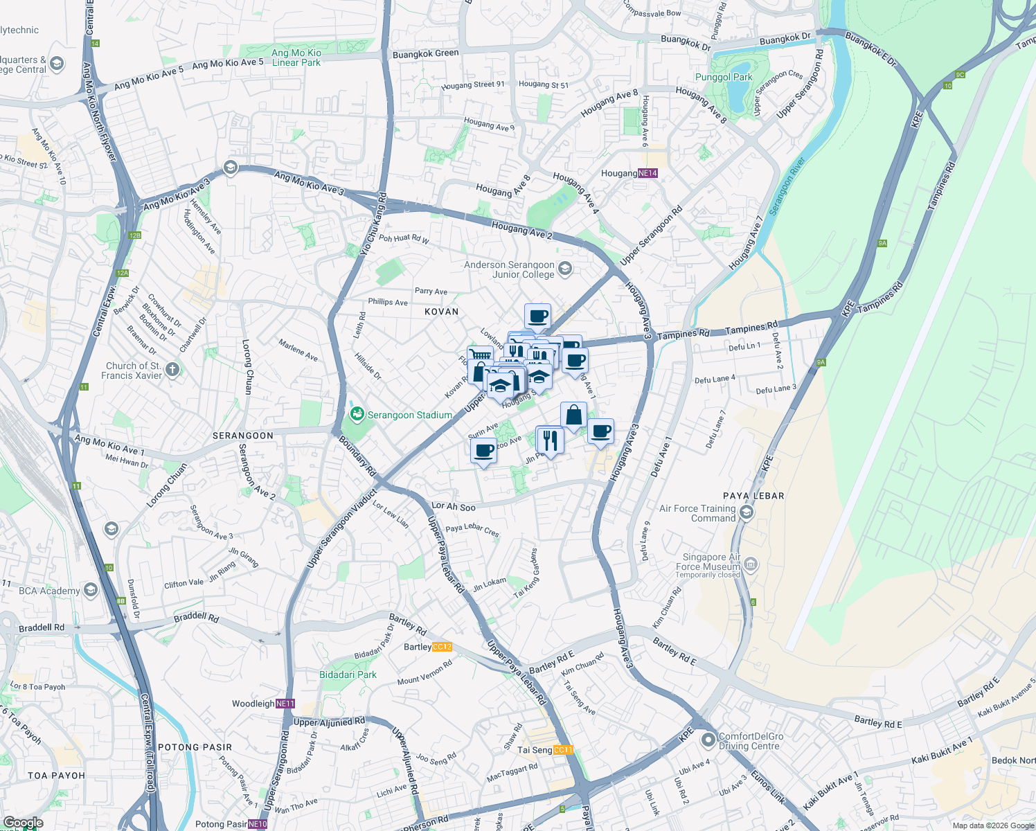 map of restaurants, bars, coffee shops, grocery stores, and more near in Singapore
