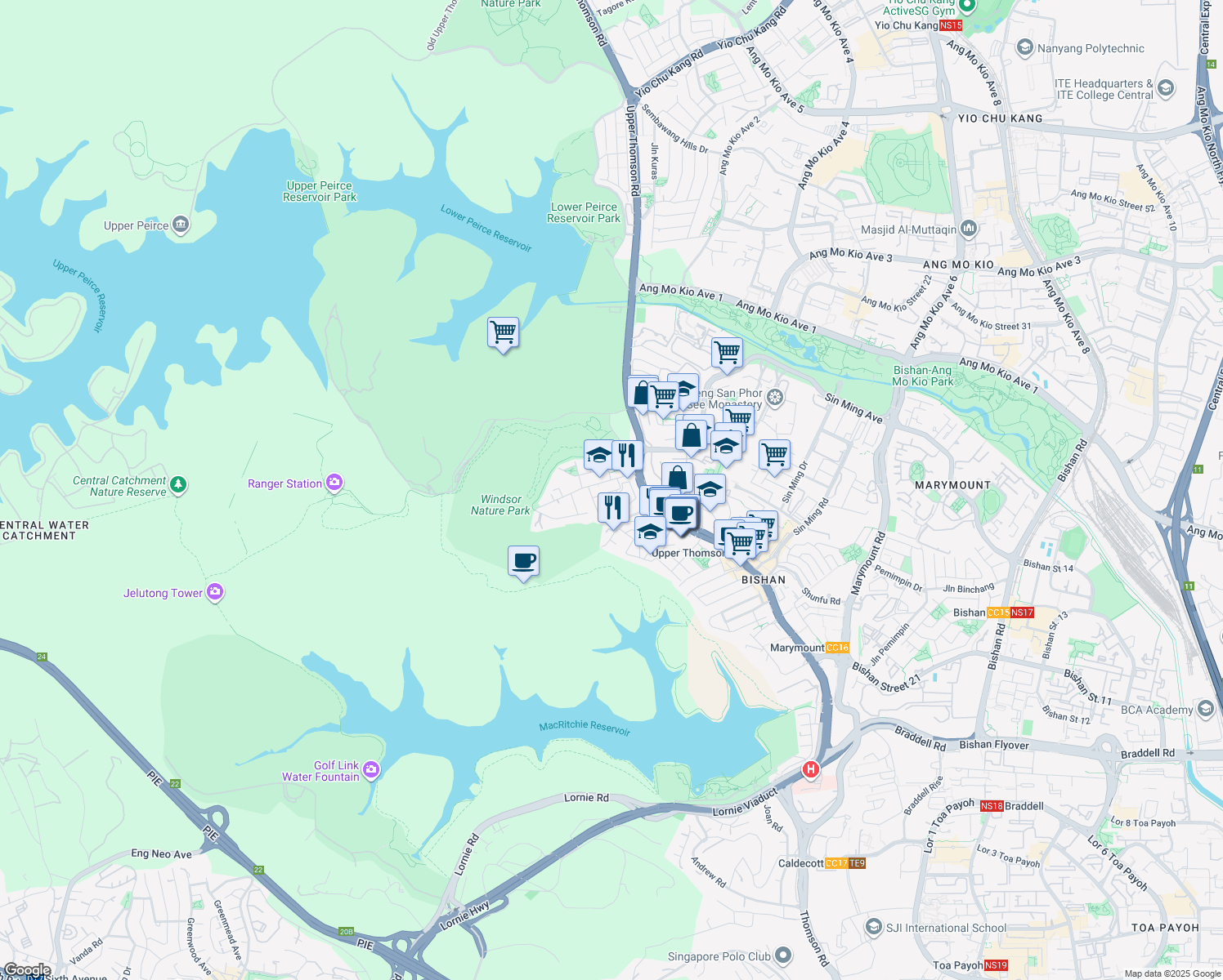 map of restaurants, bars, coffee shops, grocery stores, and more near in Singapore