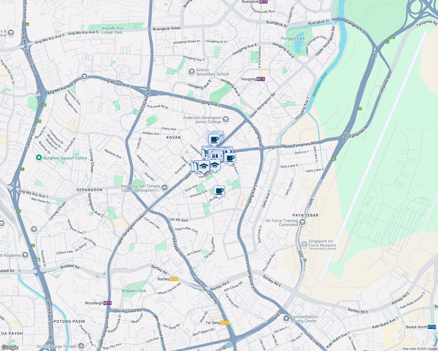 map of restaurants, bars, coffee shops, grocery stores, and more near in Singapore