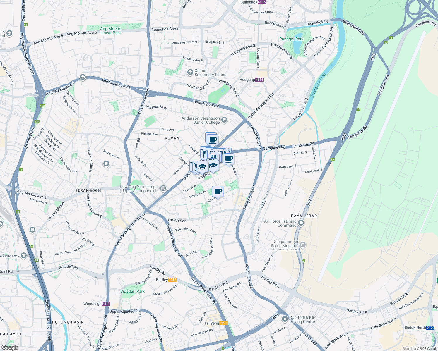 map of restaurants, bars, coffee shops, grocery stores, and more near in Singapore