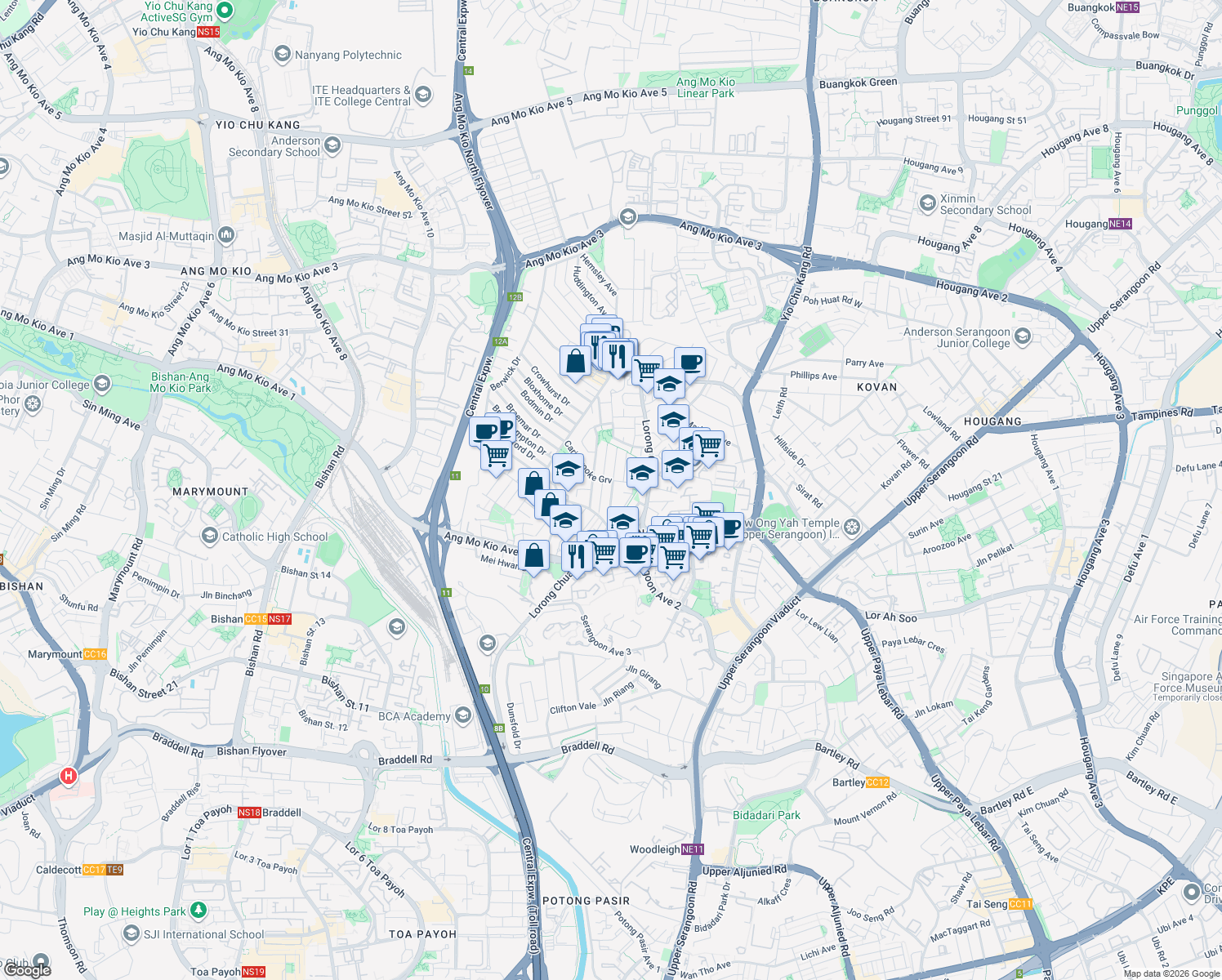 map of restaurants, bars, coffee shops, grocery stores, and more near in Singapore