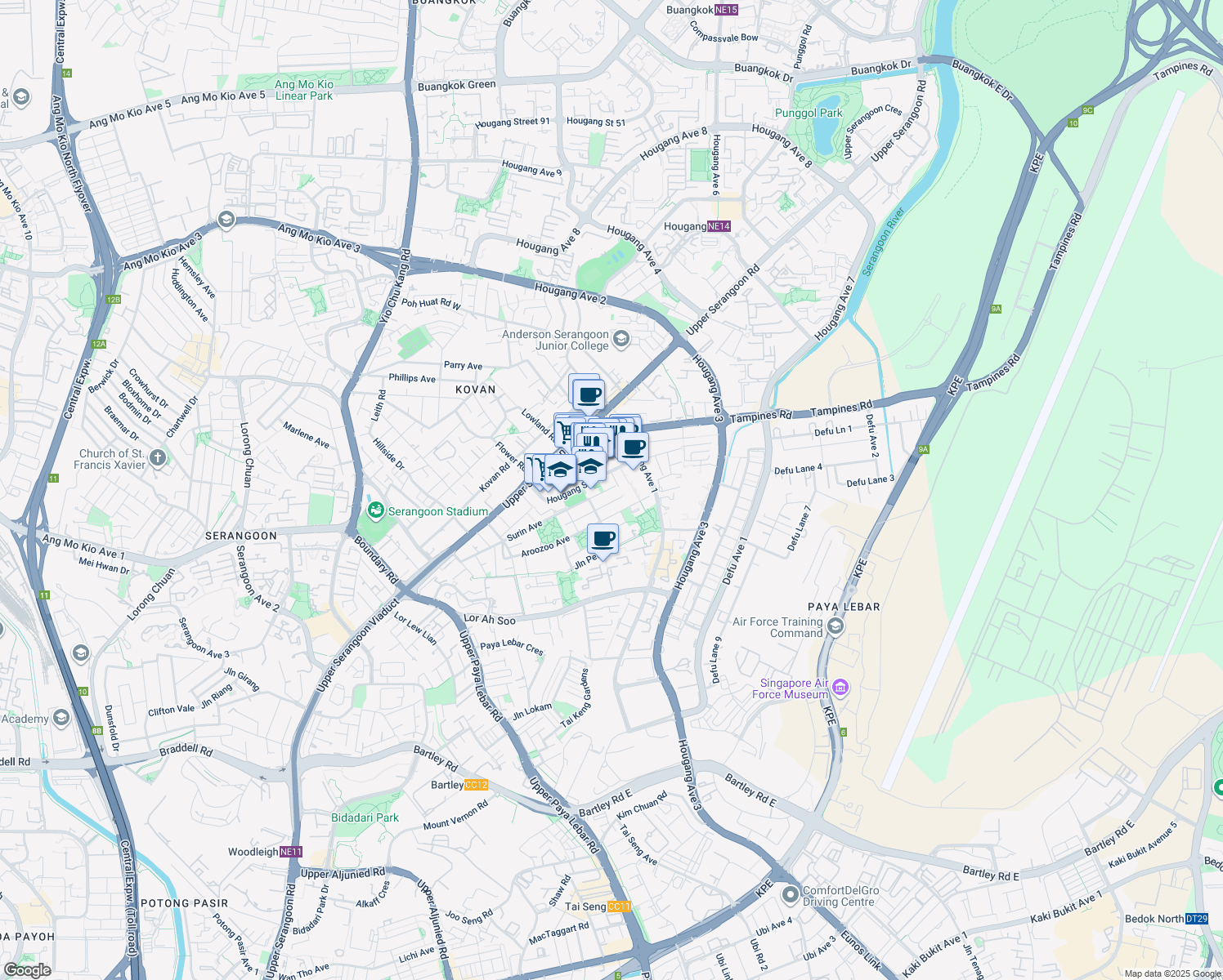 map of restaurants, bars, coffee shops, grocery stores, and more near in Singapore