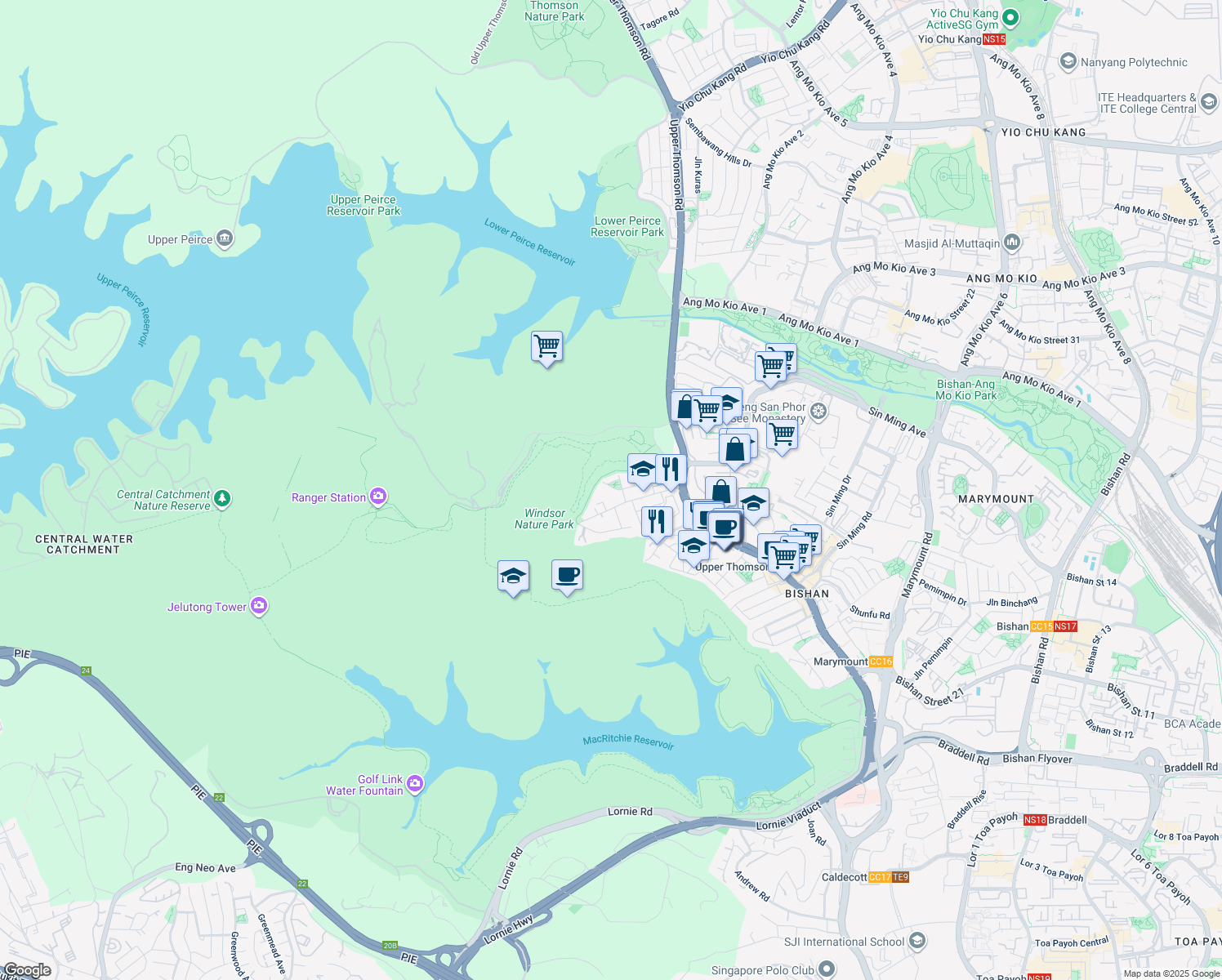 map of restaurants, bars, coffee shops, grocery stores, and more near in Singapore