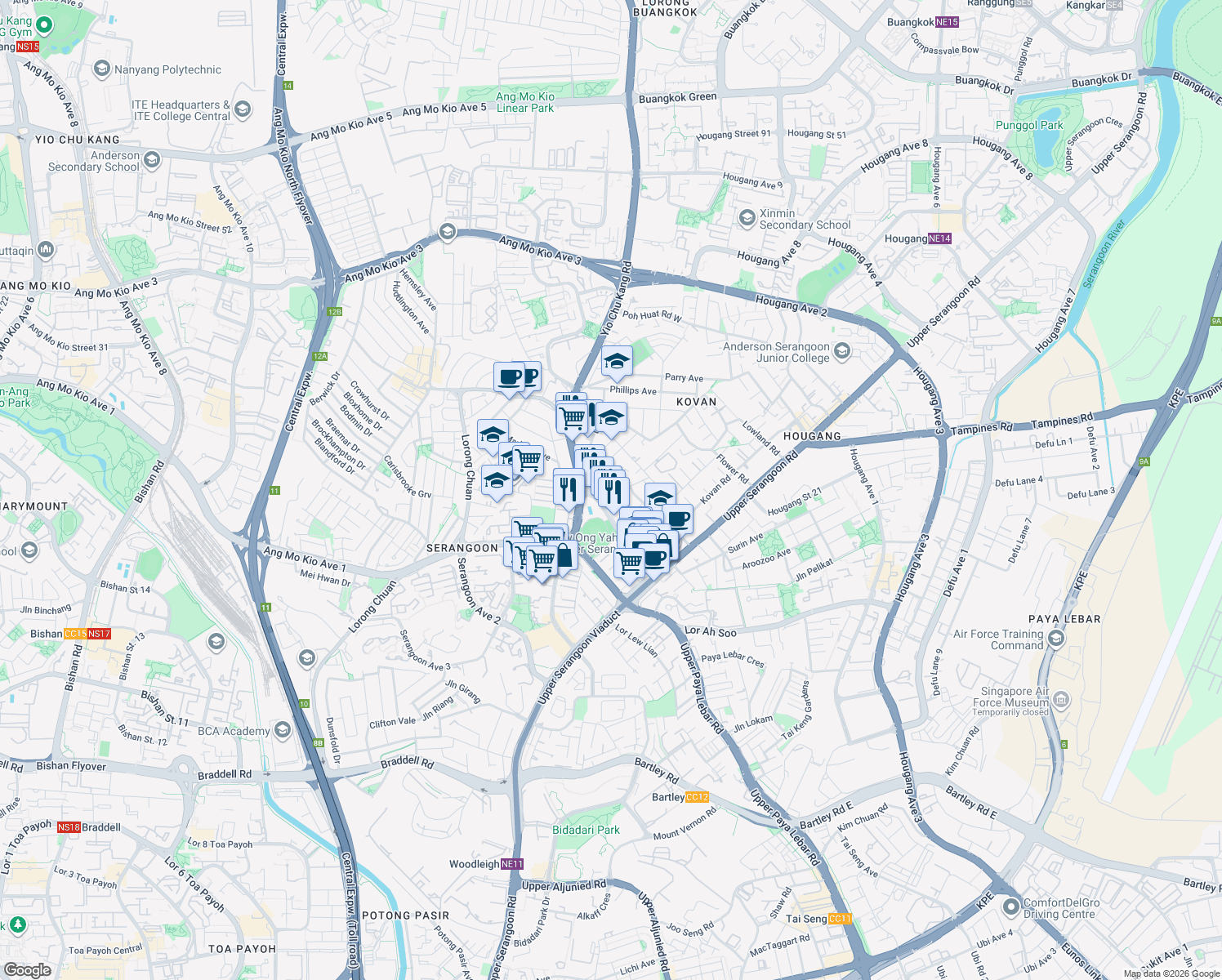 map of restaurants, bars, coffee shops, grocery stores, and more near in Singapore