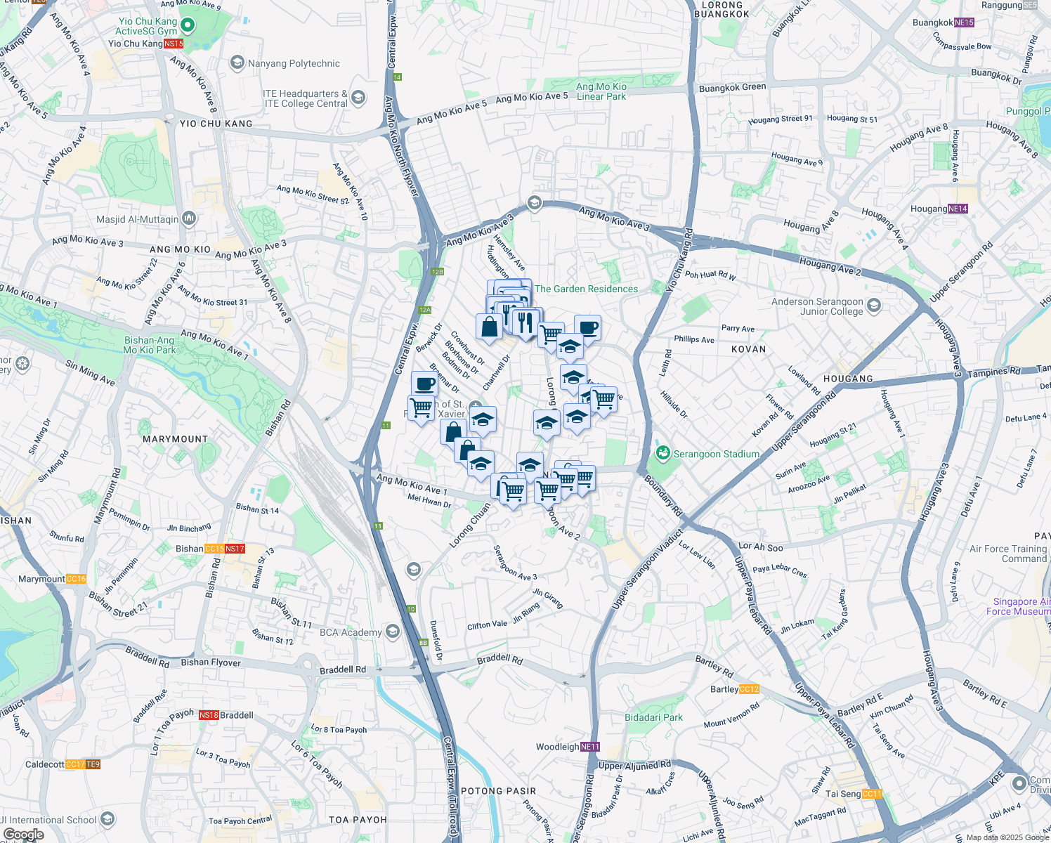 map of restaurants, bars, coffee shops, grocery stores, and more near in Singapore