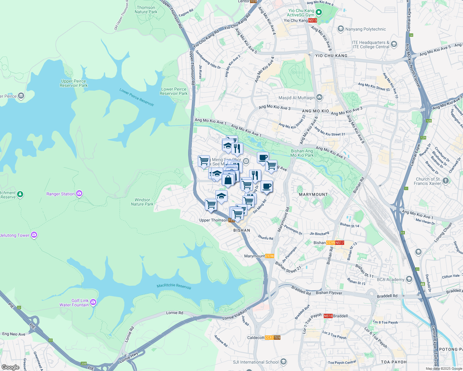 map of restaurants, bars, coffee shops, grocery stores, and more near in Singapore