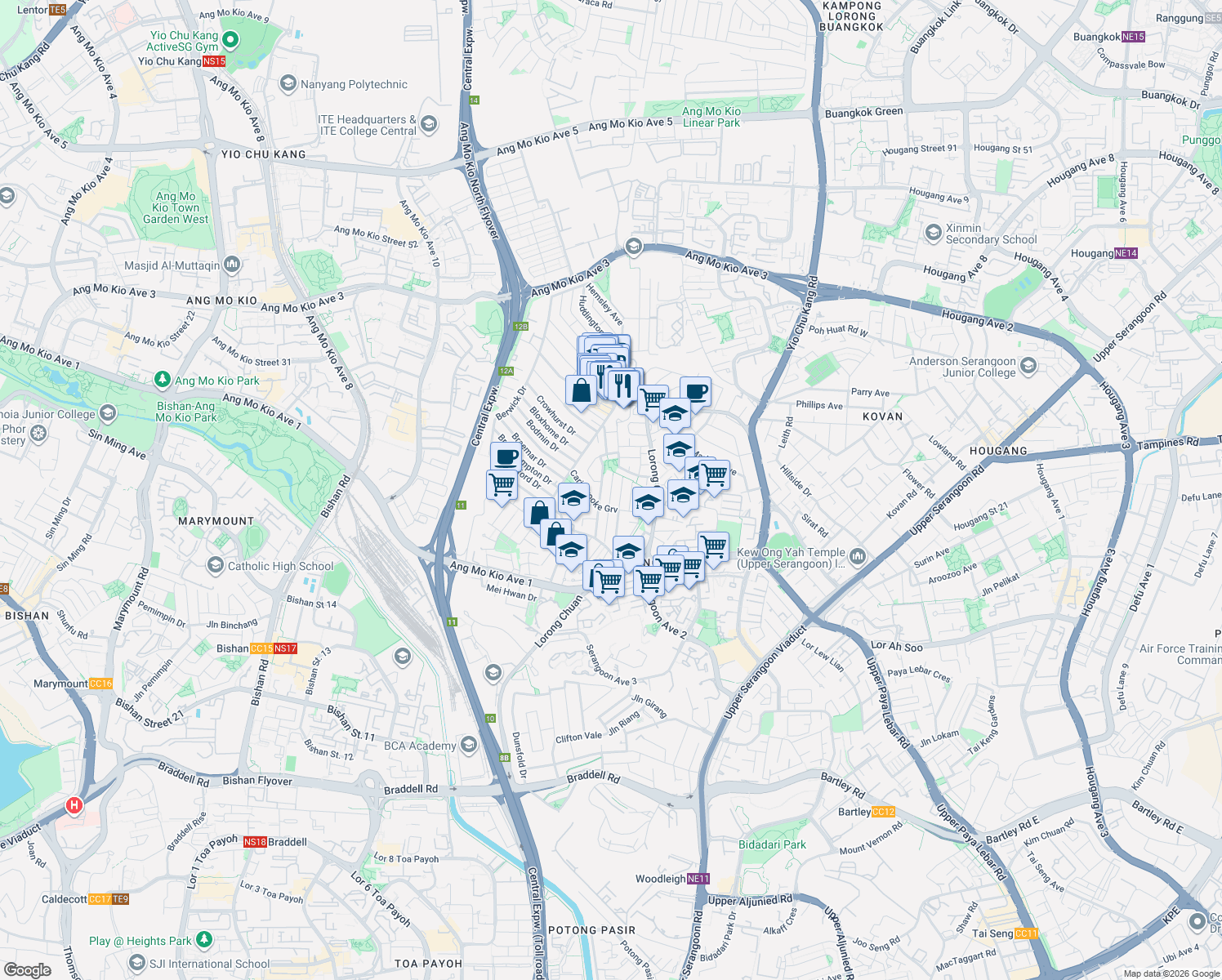 map of restaurants, bars, coffee shops, grocery stores, and more near in Singapore