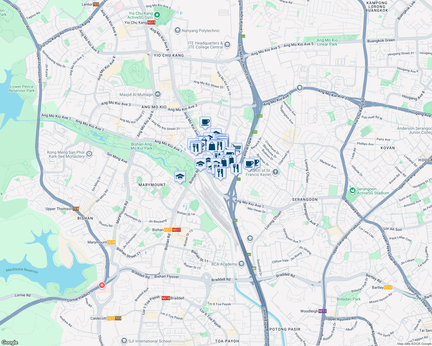 map of restaurants, bars, coffee shops, grocery stores, and more near in Singapore