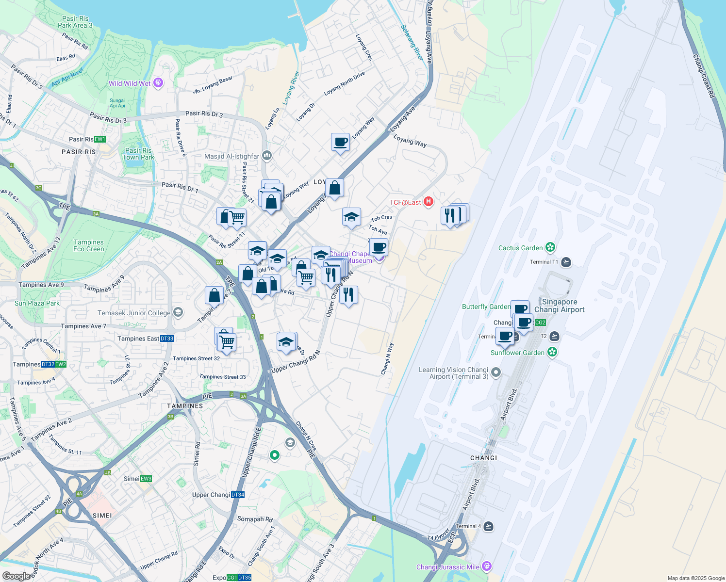 map of restaurants, bars, coffee shops, grocery stores, and more near in Singapore