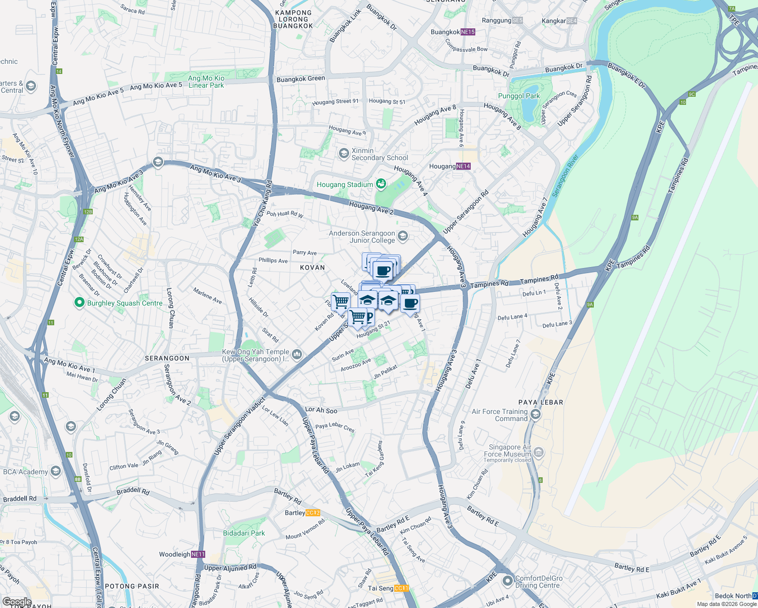 map of restaurants, bars, coffee shops, grocery stores, and more near in Singapore