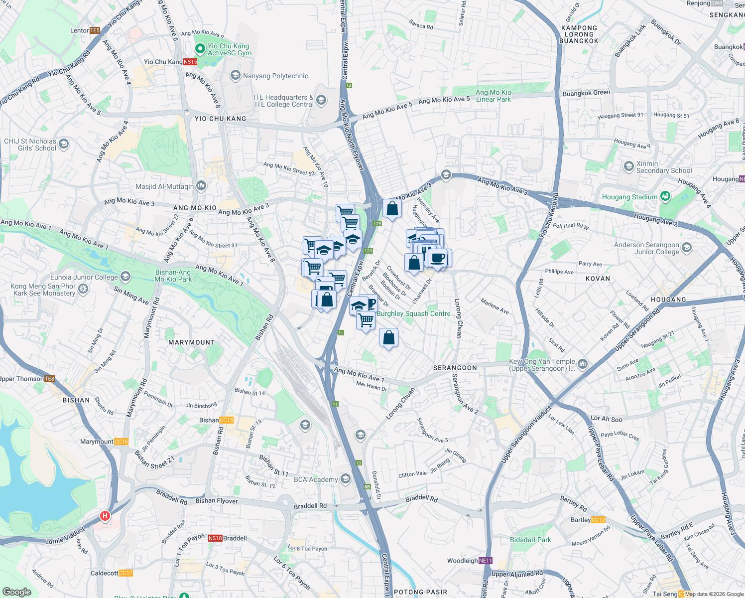 map of restaurants, bars, coffee shops, grocery stores, and more near in Singapore