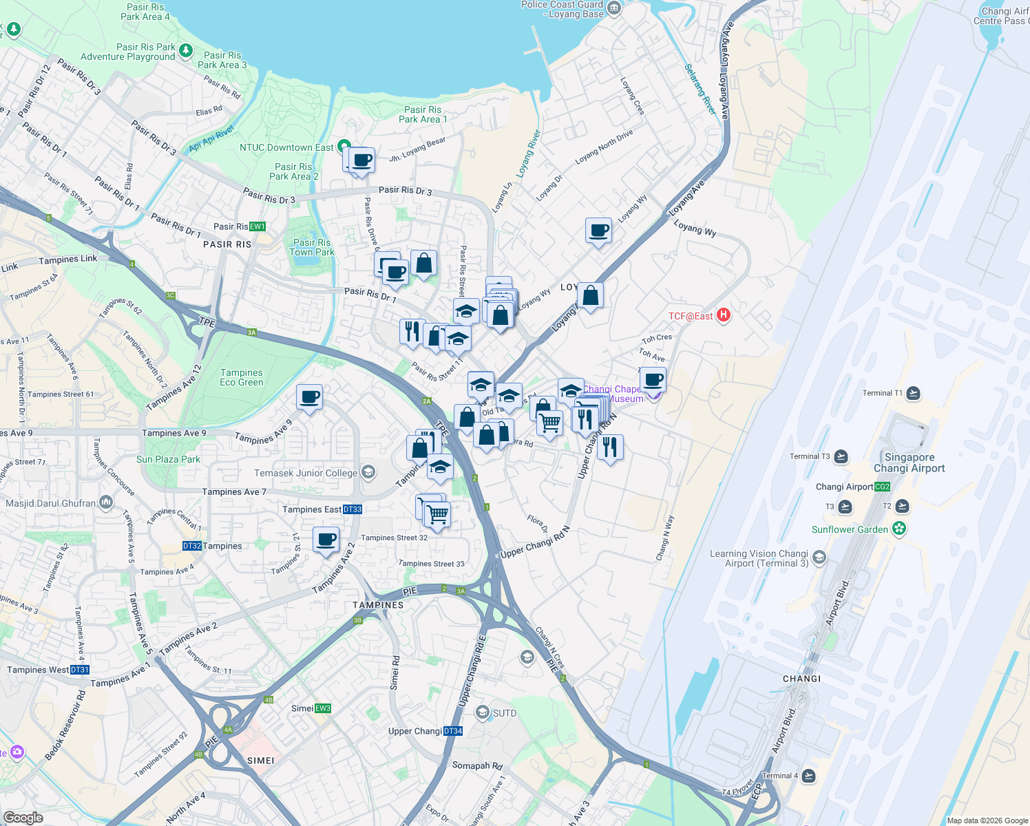map of restaurants, bars, coffee shops, grocery stores, and more near in Singapore