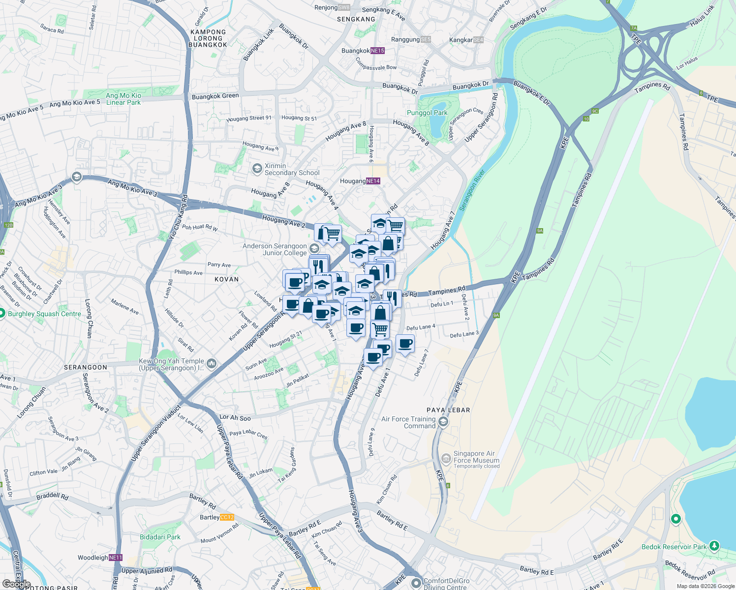 map of restaurants, bars, coffee shops, grocery stores, and more near in Singapore