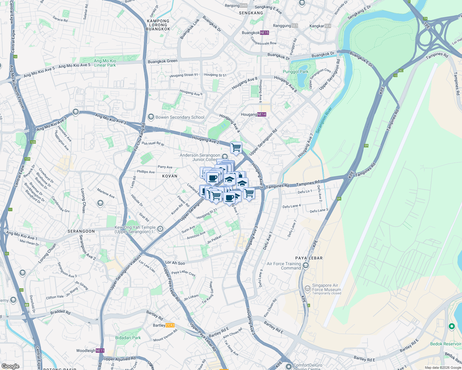 map of restaurants, bars, coffee shops, grocery stores, and more near in Singapore