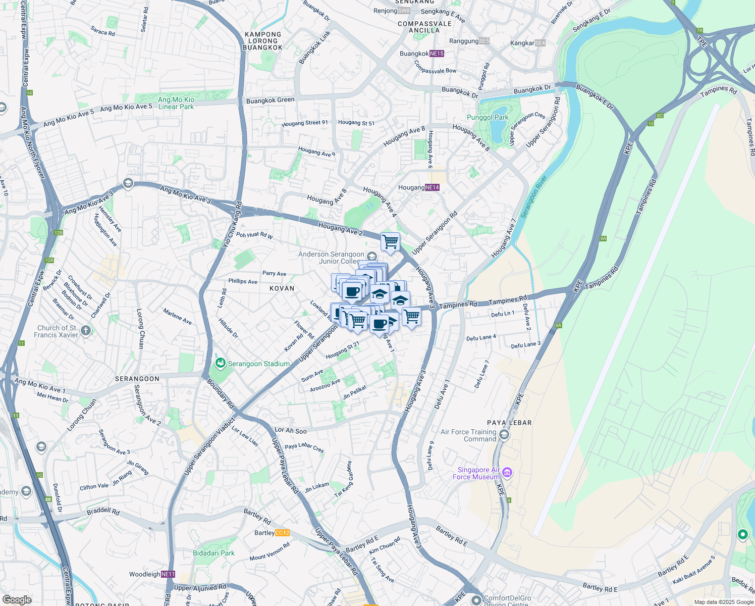map of restaurants, bars, coffee shops, grocery stores, and more near in Singapore
