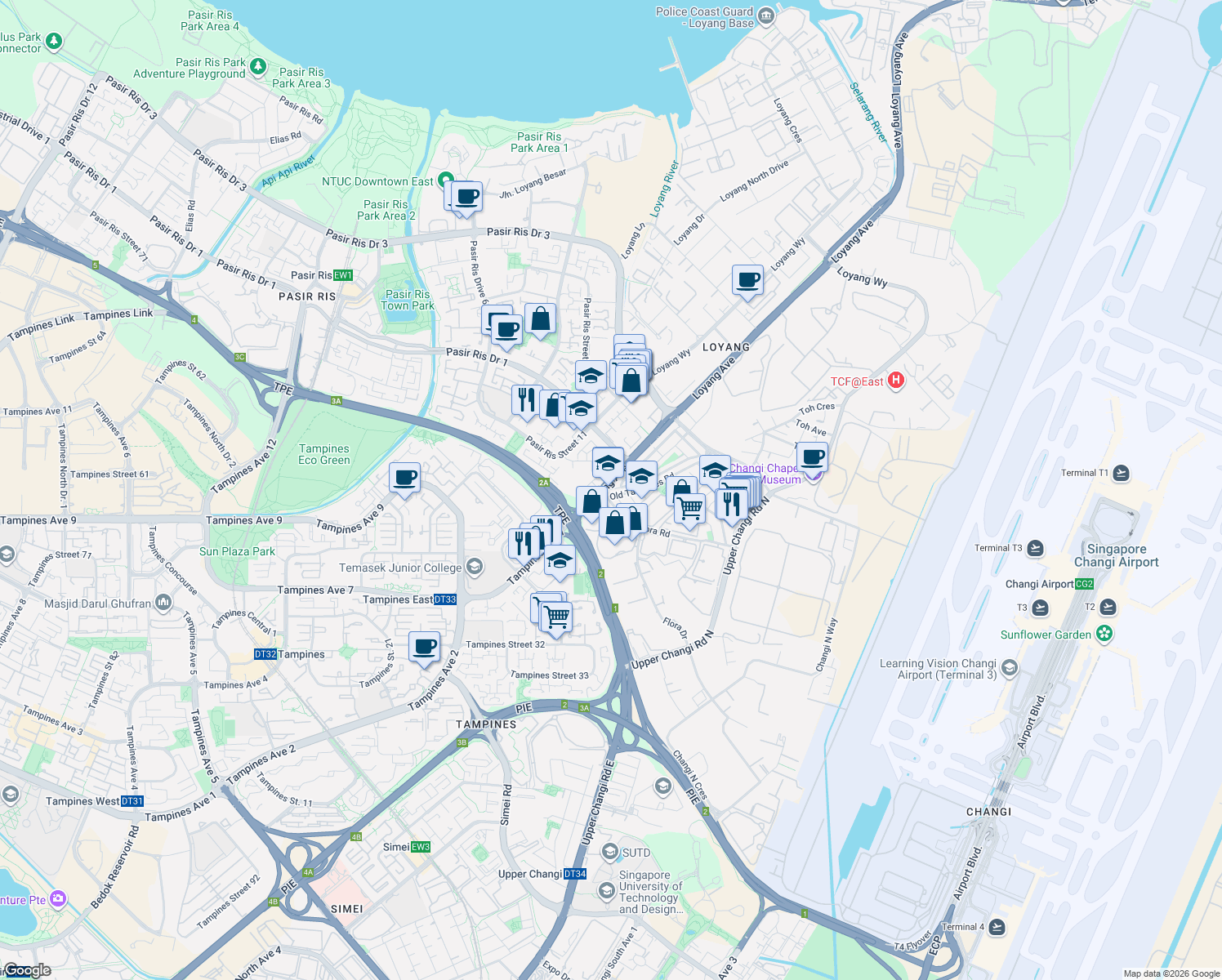 map of restaurants, bars, coffee shops, grocery stores, and more near in Singapore