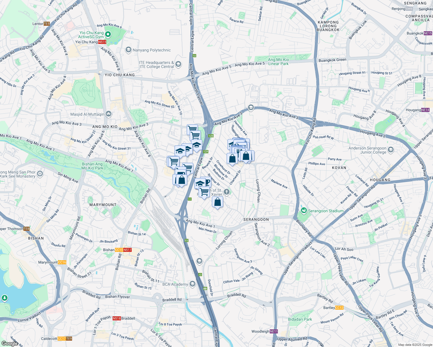 map of restaurants, bars, coffee shops, grocery stores, and more near in Singapore