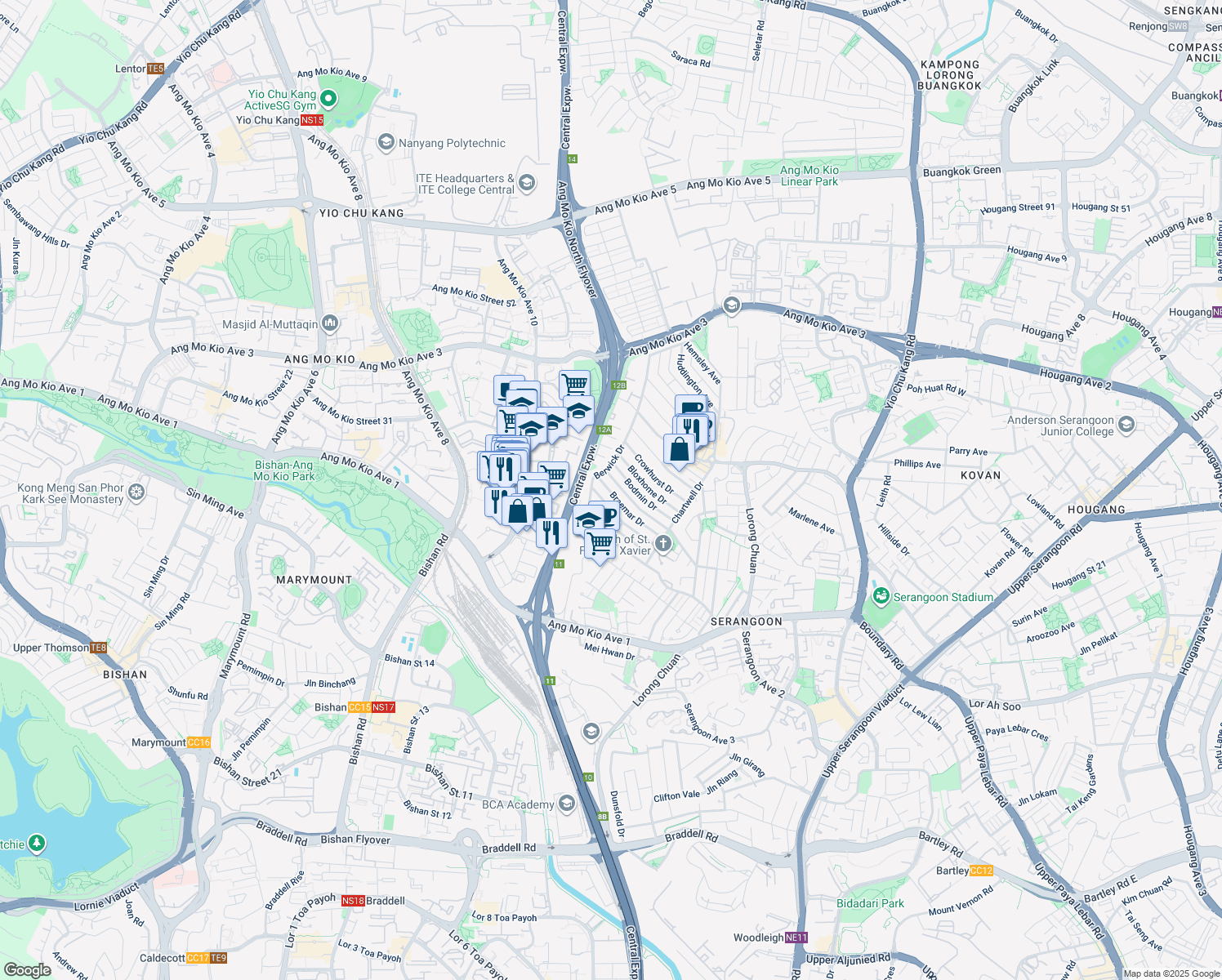 map of restaurants, bars, coffee shops, grocery stores, and more near in Singapore