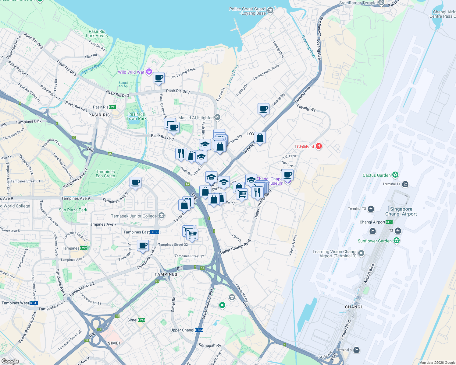 map of restaurants, bars, coffee shops, grocery stores, and more near in Singapore