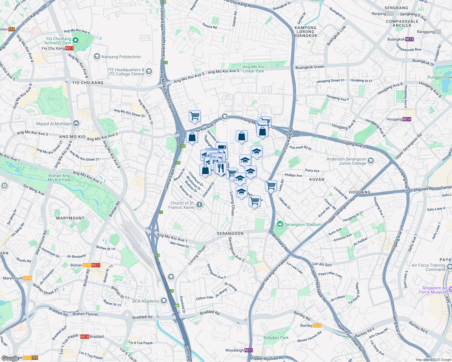 map of restaurants, bars, coffee shops, grocery stores, and more near in Singapore